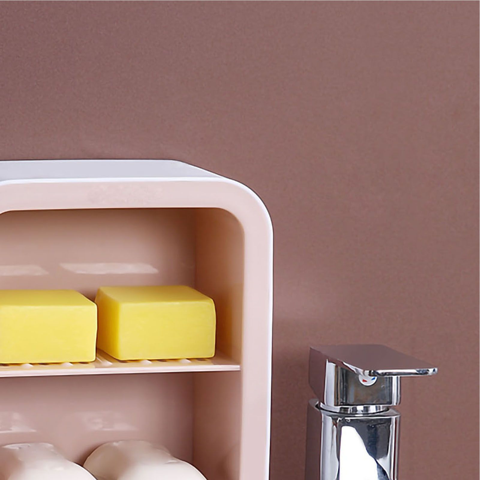 Wall Mount Soap Rack Drain Toilet Suction Disc Punch Free Box Student view 3