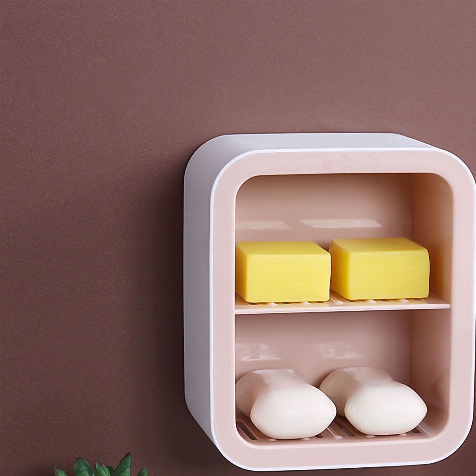Wall Mount Soap Rack Drain Toilet Suction Disc Punch Free Box Student view 4