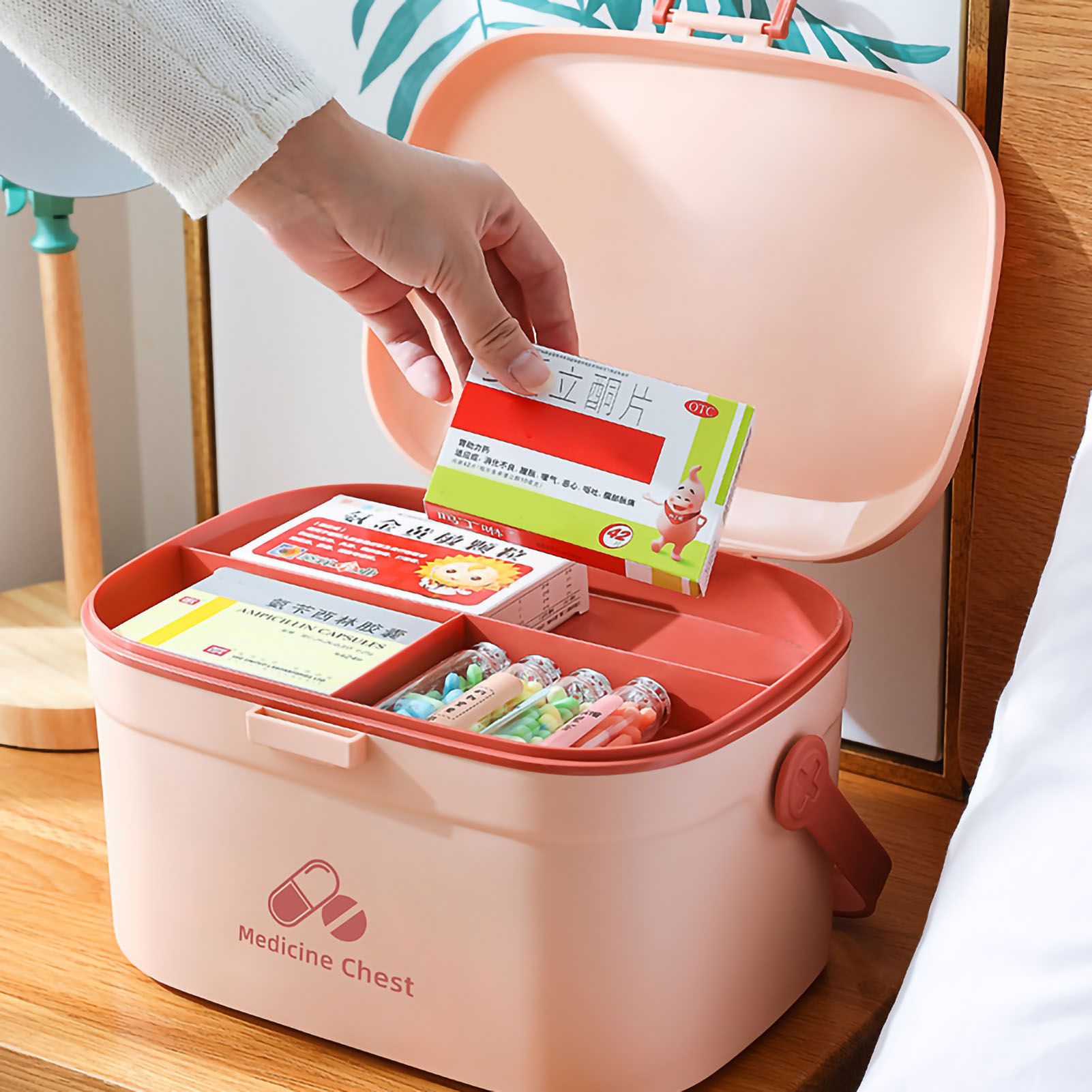 Medicine Box Pill Storage Case Sewing Tin Container PP 2 Layer Portable for view 2