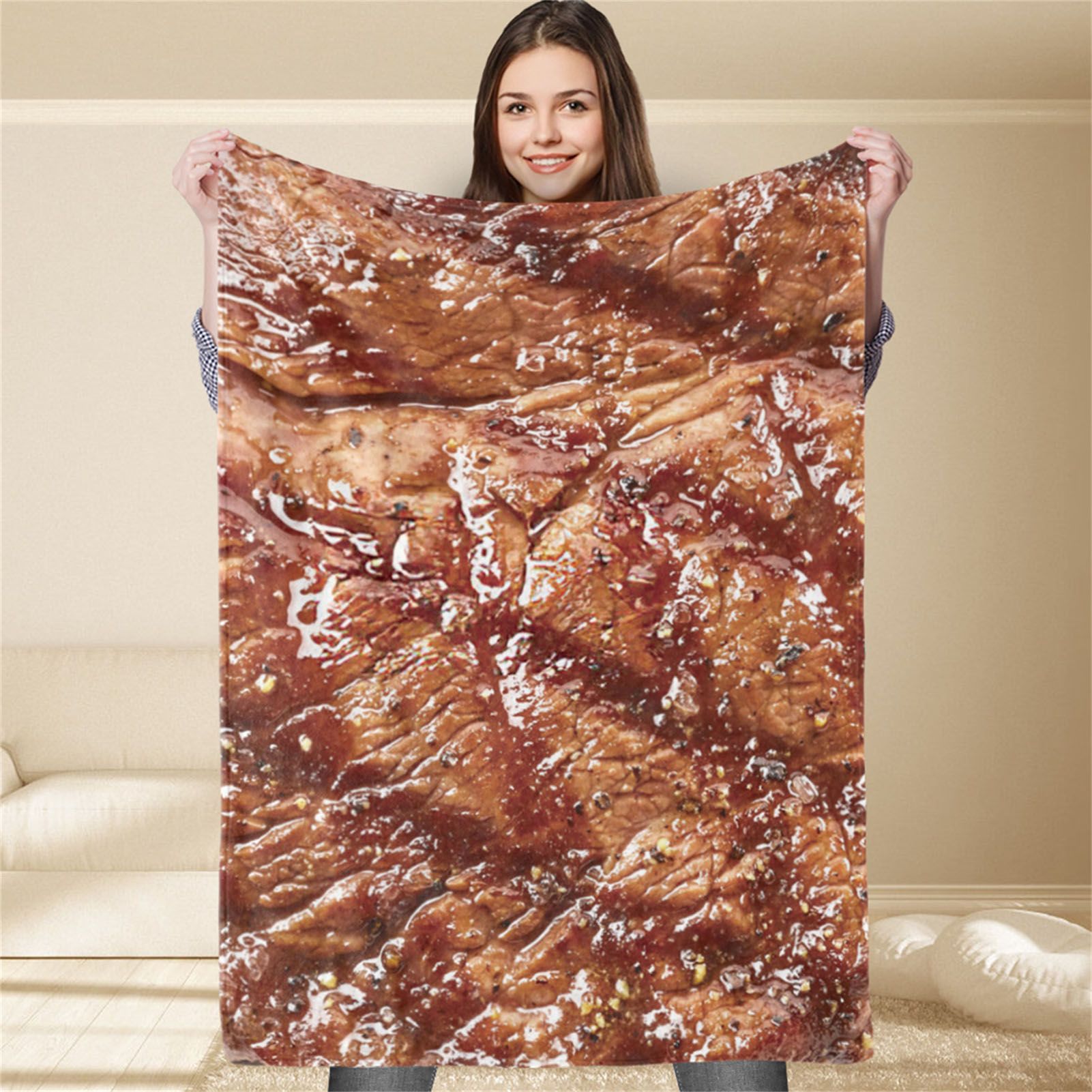Throw Blanket Clear Food Photo Printed Soft Polyester Skin Friendly Funny for