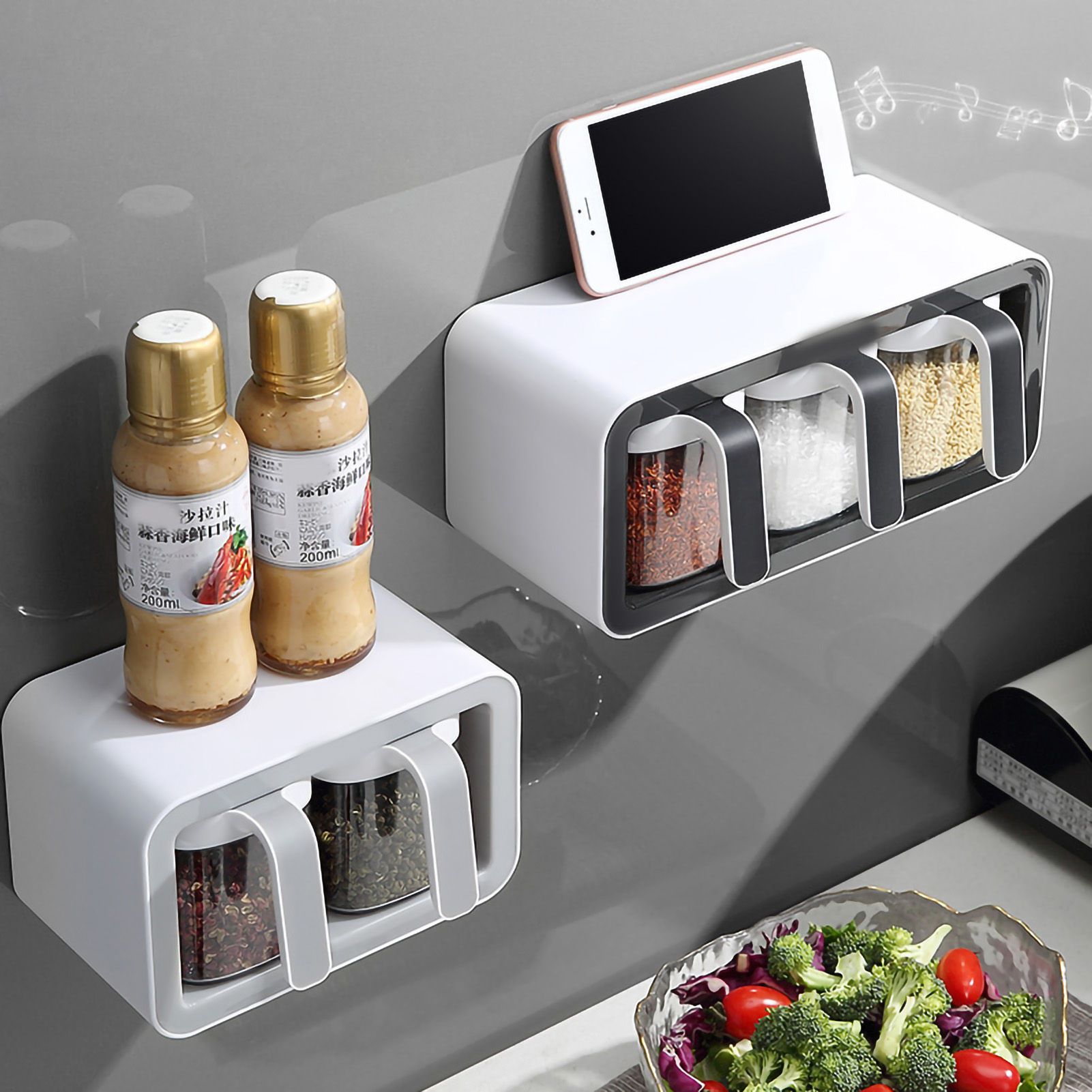 Seasoning Box Wall Mount Multi Grid Seasoning Storage Container Kitchen view 5