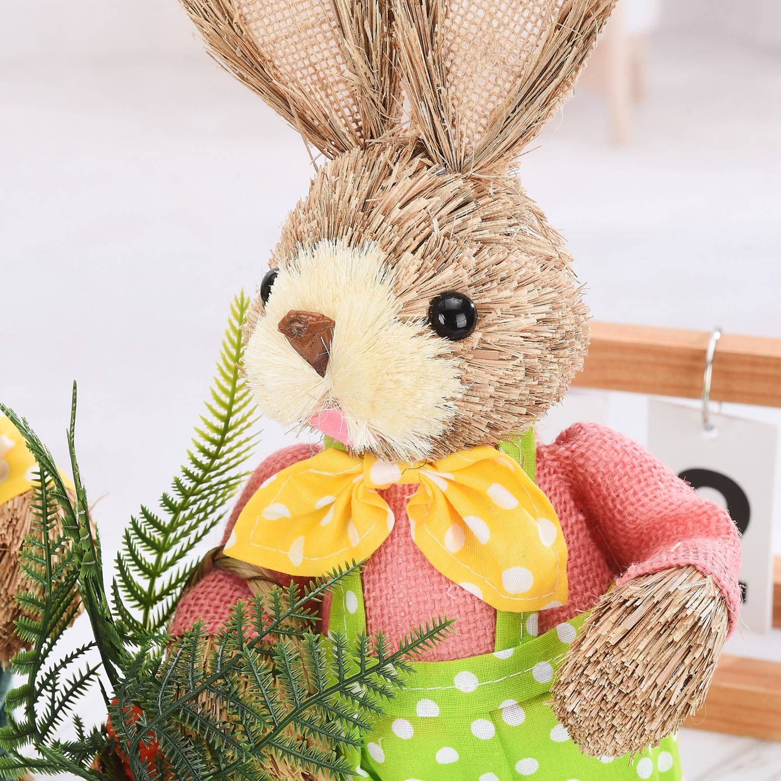 2pcs Easter Bunny Ornament Cute Rustic Rabbit Figurines Foam Decorative Bunny view 2