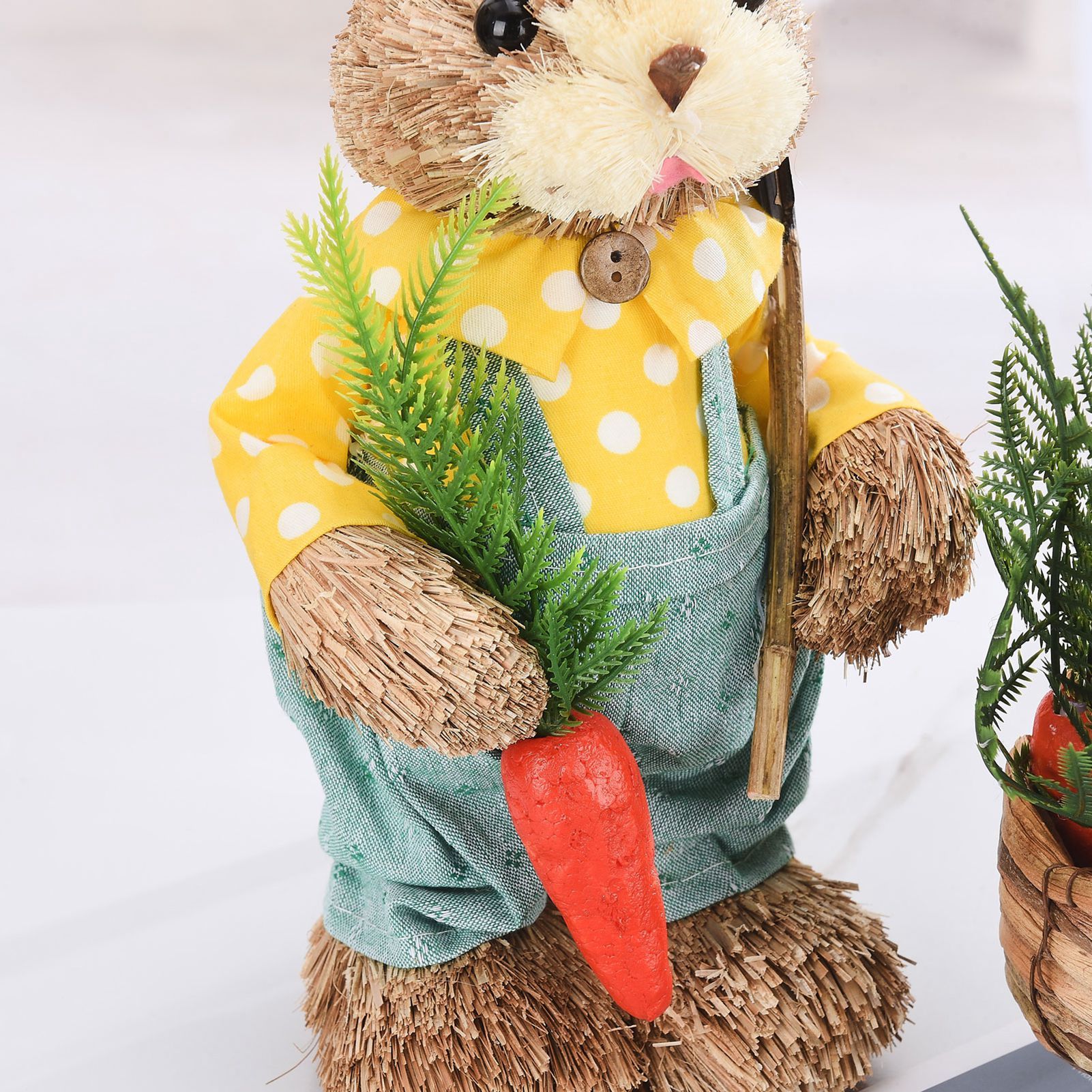 2pcs Easter Bunny Ornament Cute Rustic Rabbit Figurines Foam Decorative Bunny view 3
