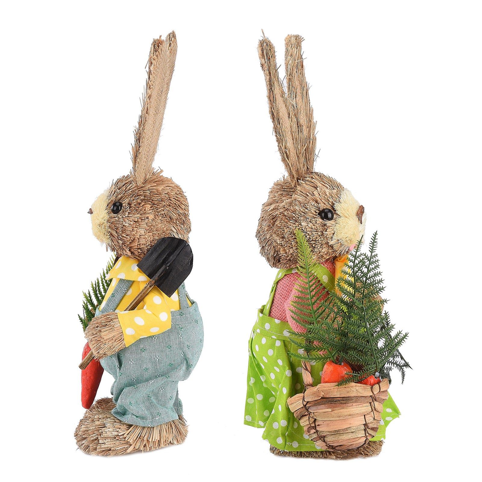 2pcs Easter Bunny Ornament Cute Rustic Rabbit Figurines Foam Decorative Bunny view 7