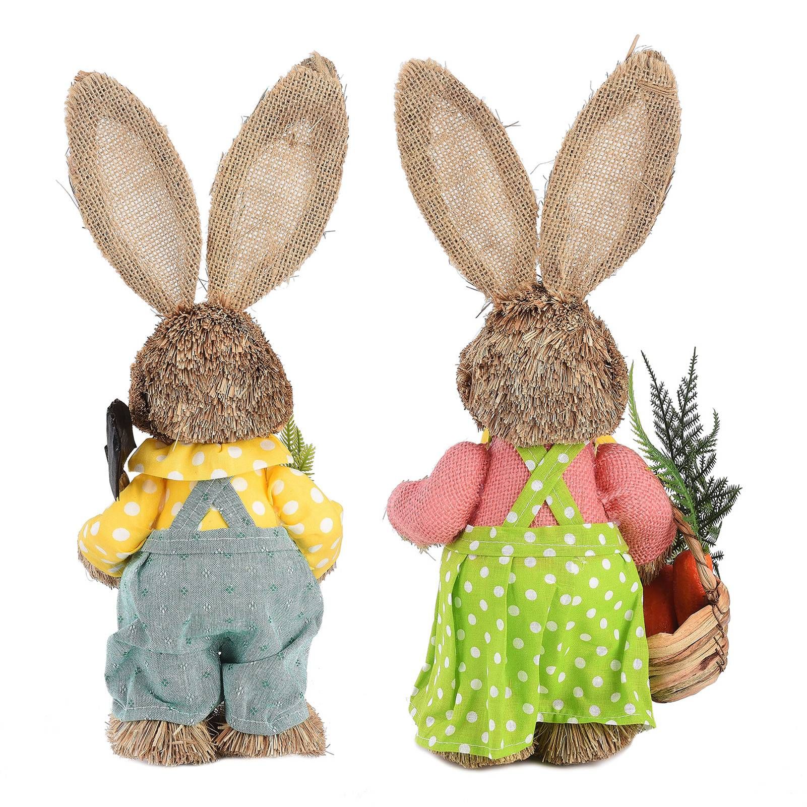 2pcs Easter Bunny Ornament Cute Rustic Rabbit Figurines Foam Decorative Bunny view 8
