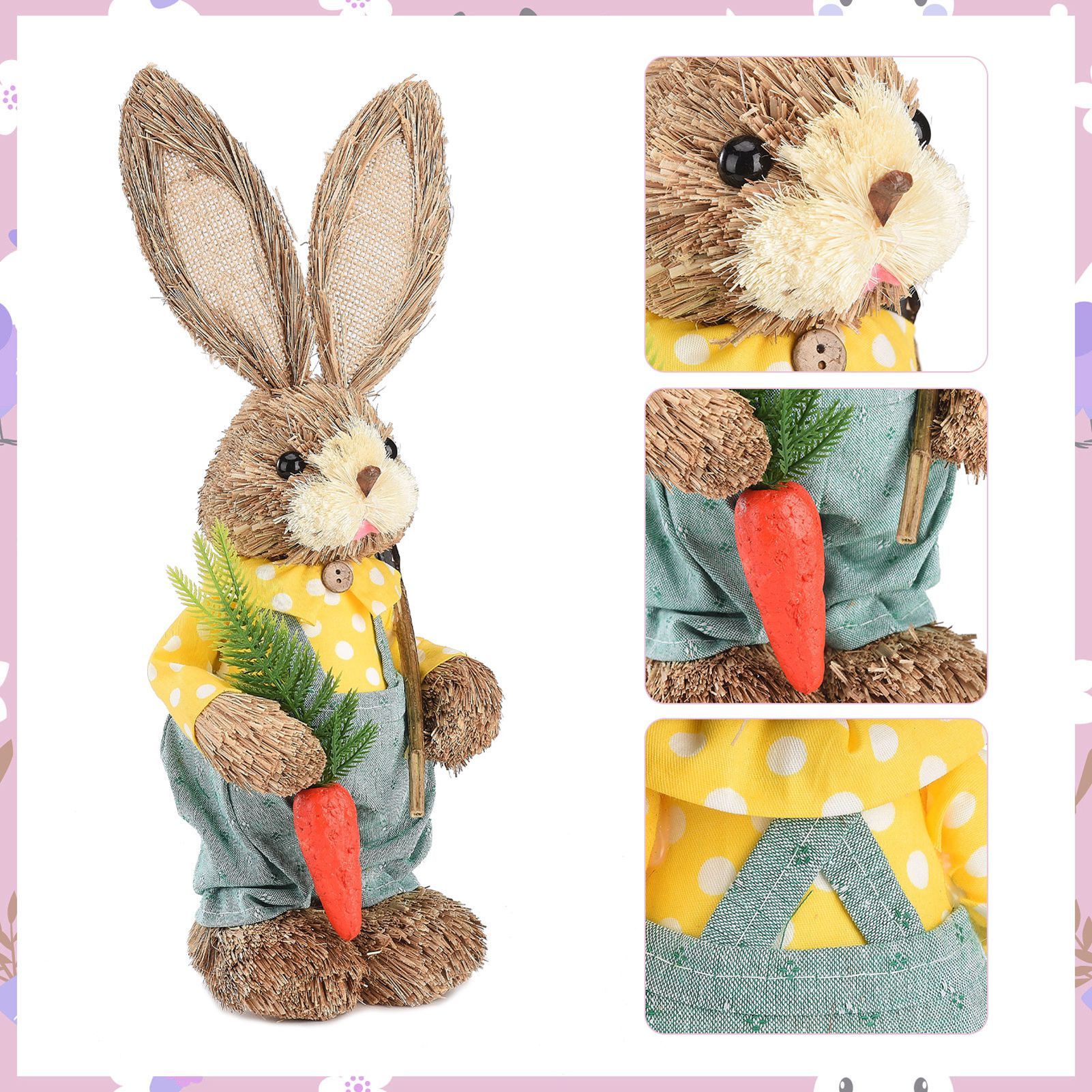 2pcs Easter Bunny Ornament Cute Rustic Rabbit Figurines Foam Decorative Bunny view 11
