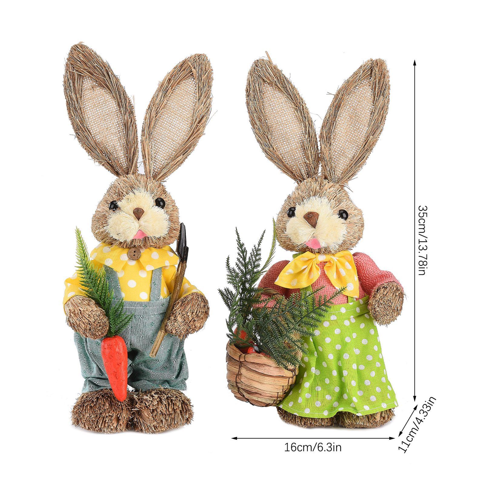 2pcs Easter Bunny Ornament Cute Rustic Rabbit Figurines Foam Decorative Bunny view 12