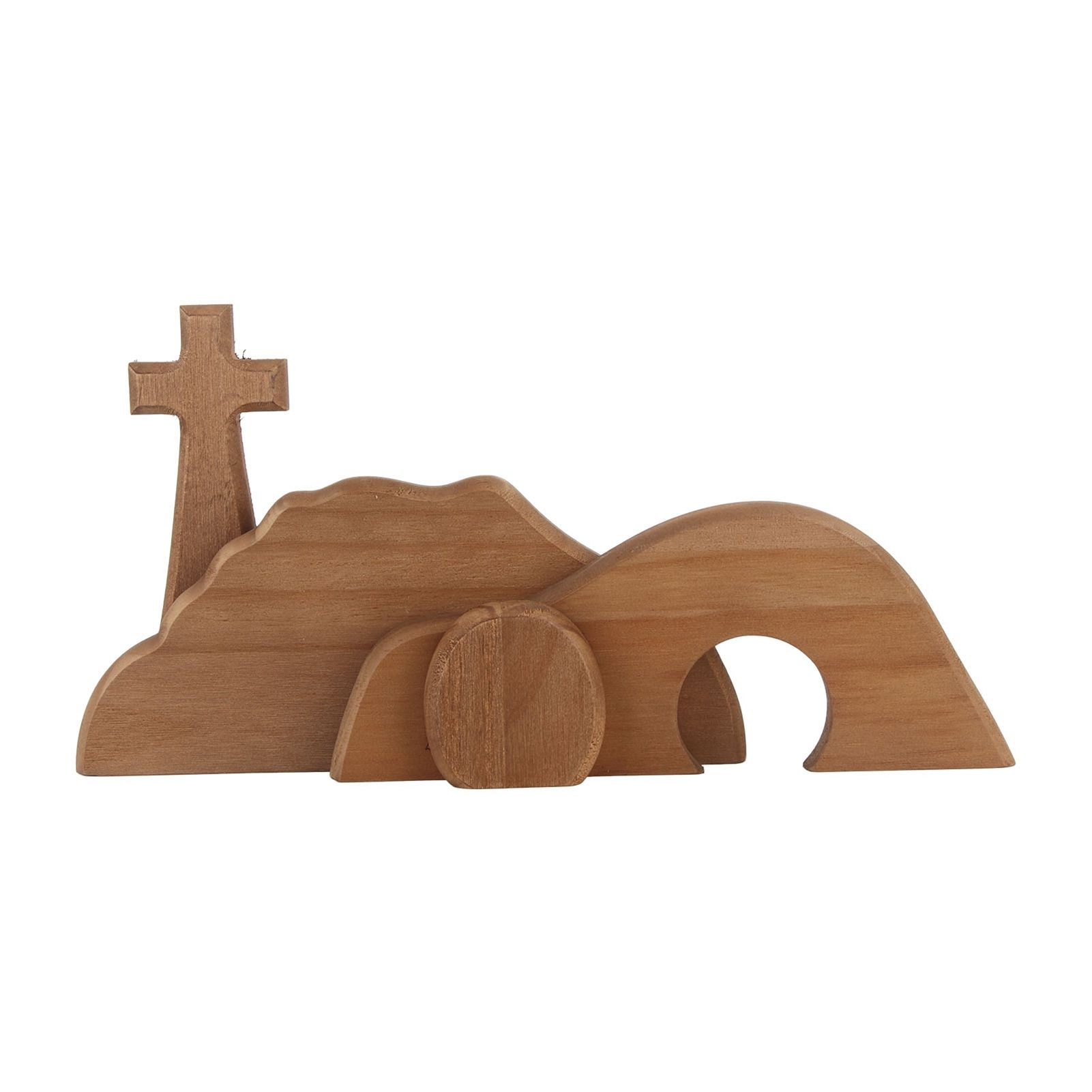 Easter Scene Cross Decoration Wooden Jesus Empty Tomb Statue Easter Cross — image 1