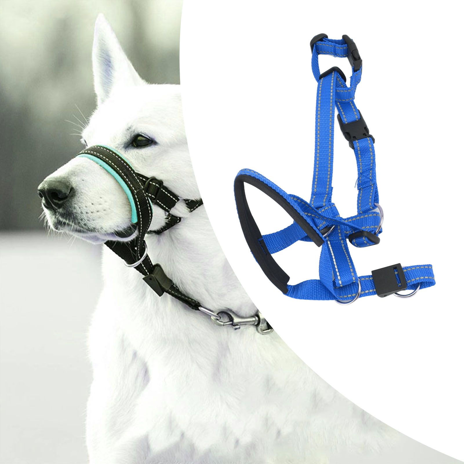 Dog Head Collar Breathable Dog Head Harness Dog Mouth Cover with Adjustable view 12