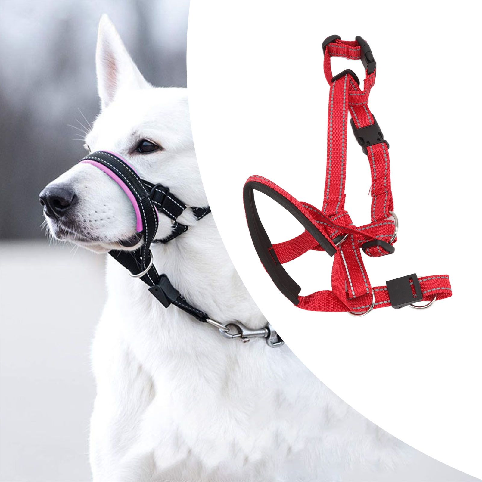 Dog Head Collar Breathable Dog Head Harness Dog Mouth Cover with Adjustable view 12