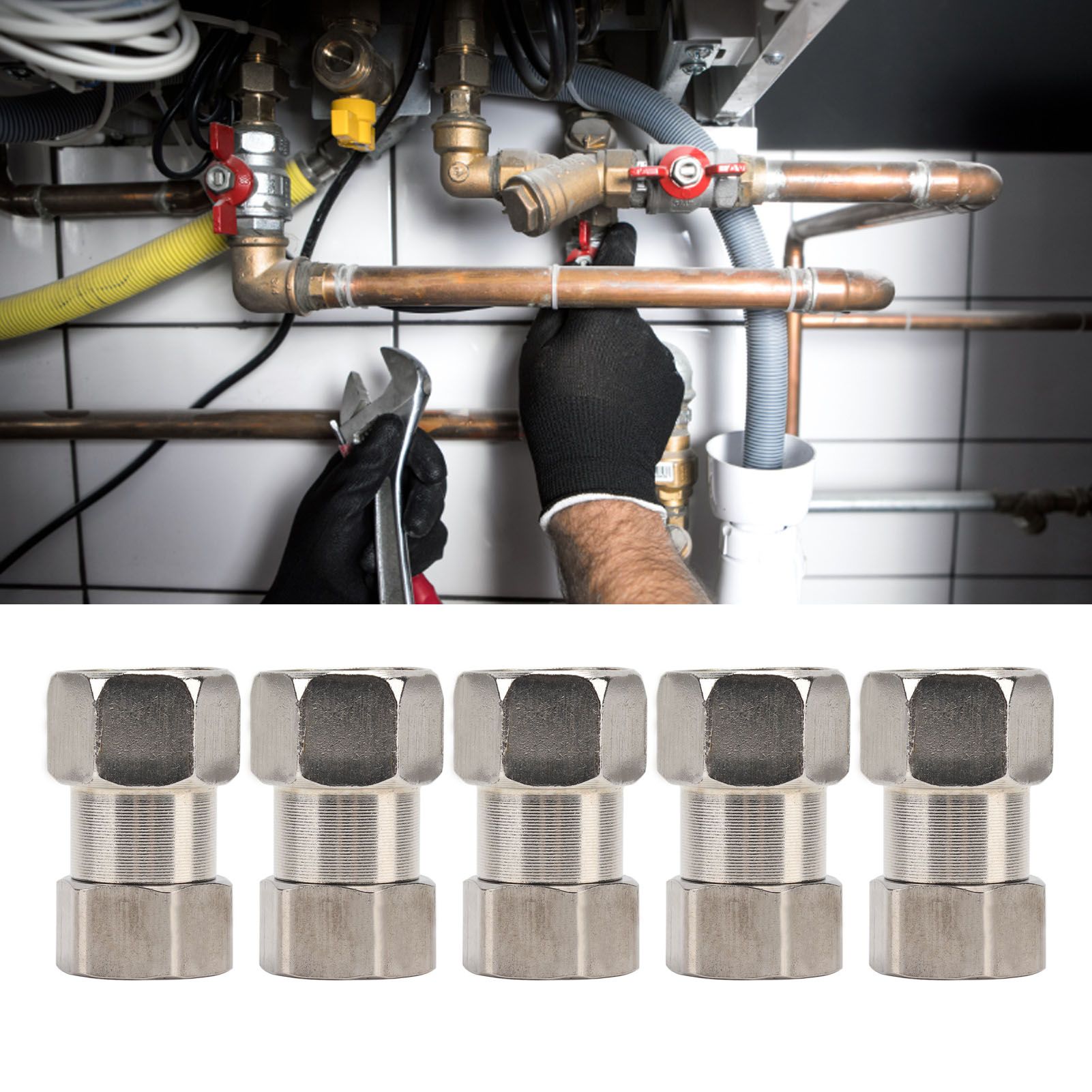 5PCS Plumbing Fittings Stainless Steel Female Thread Pipe Adapter Fittings for view 11