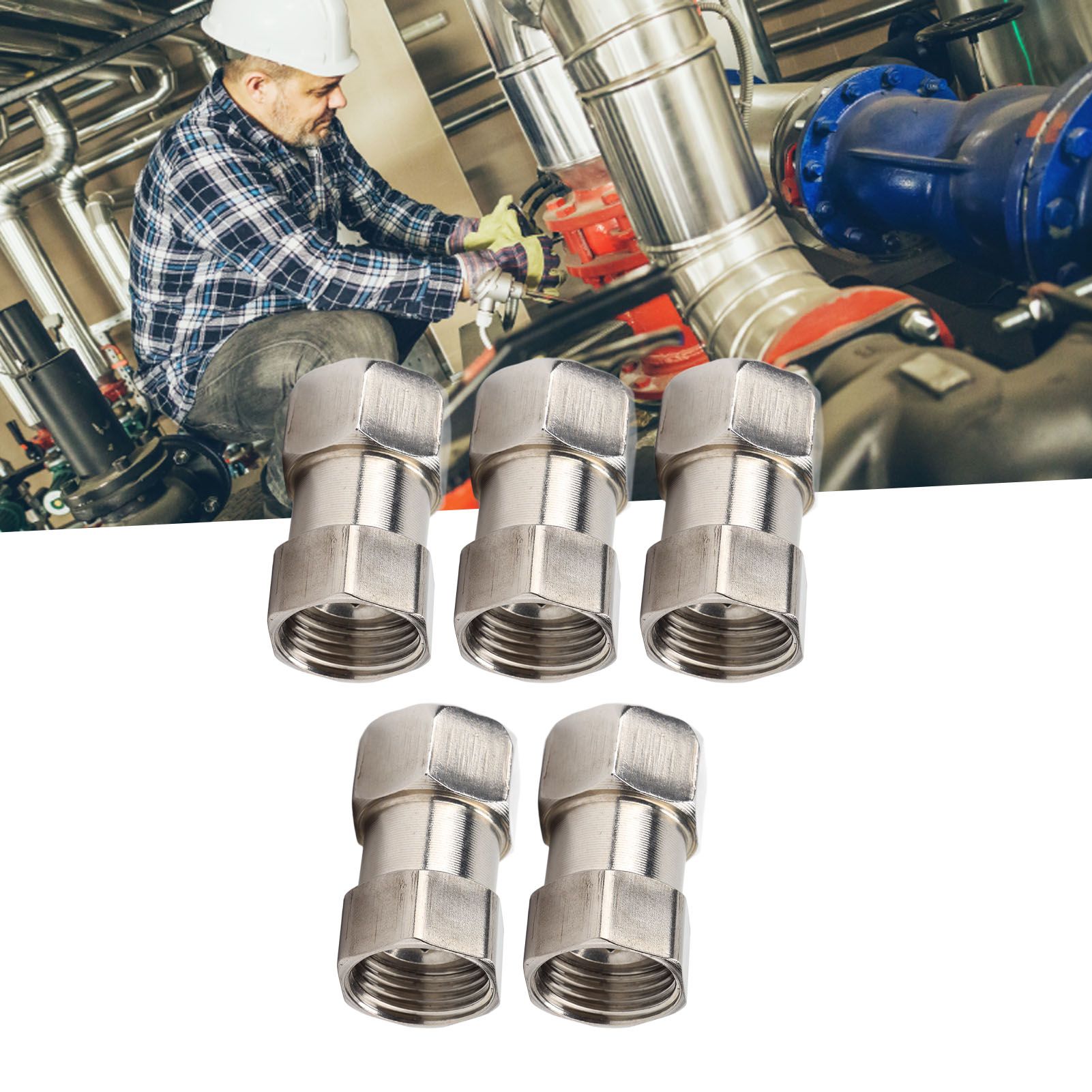 5PCS Plumbing Fittings Stainless Steel Female Thread Pipe Adapter Fittings for view 12