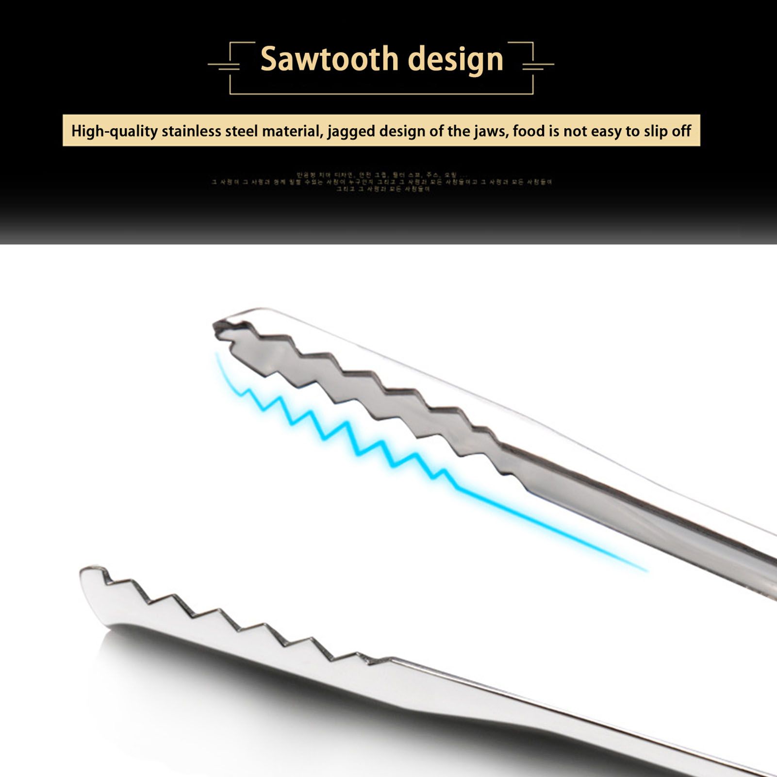 Kitchen Cooking Tong Stainless Steel Easy to Clean Teeth Mouth Steak Clip for view 10