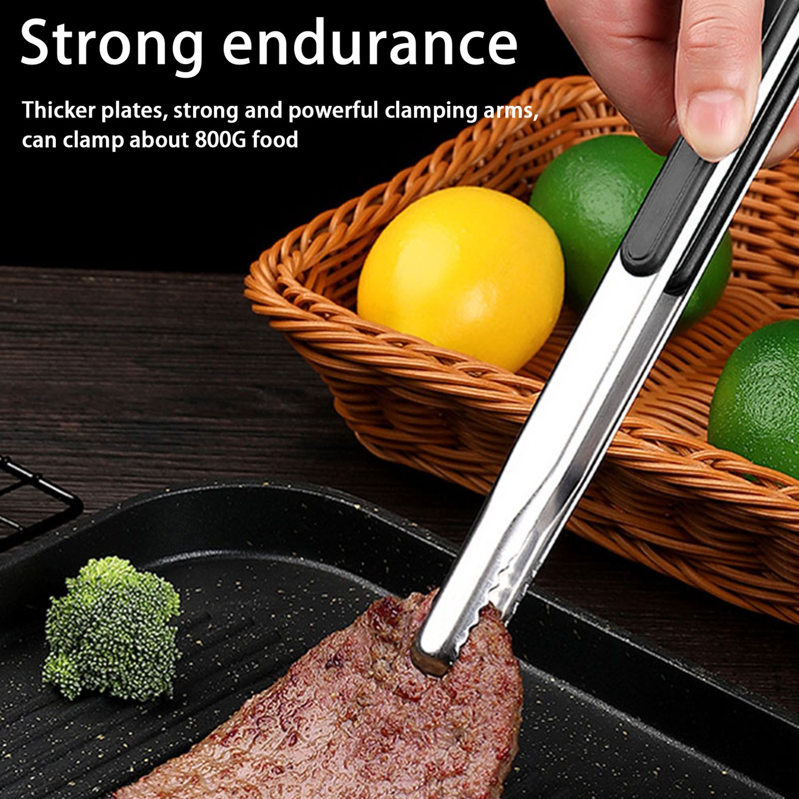Kitchen Cooking Tong Stainless Steel Easy to Clean Teeth Mouth Steak Clip for view 13