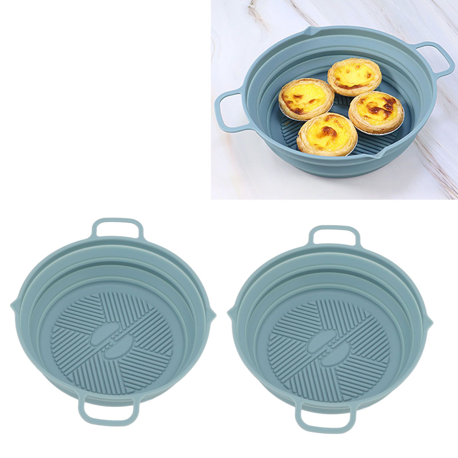 2pcs Fryer Silicone Liner Collapsible Food Grade Silicone Pot for Air Cooker view 11