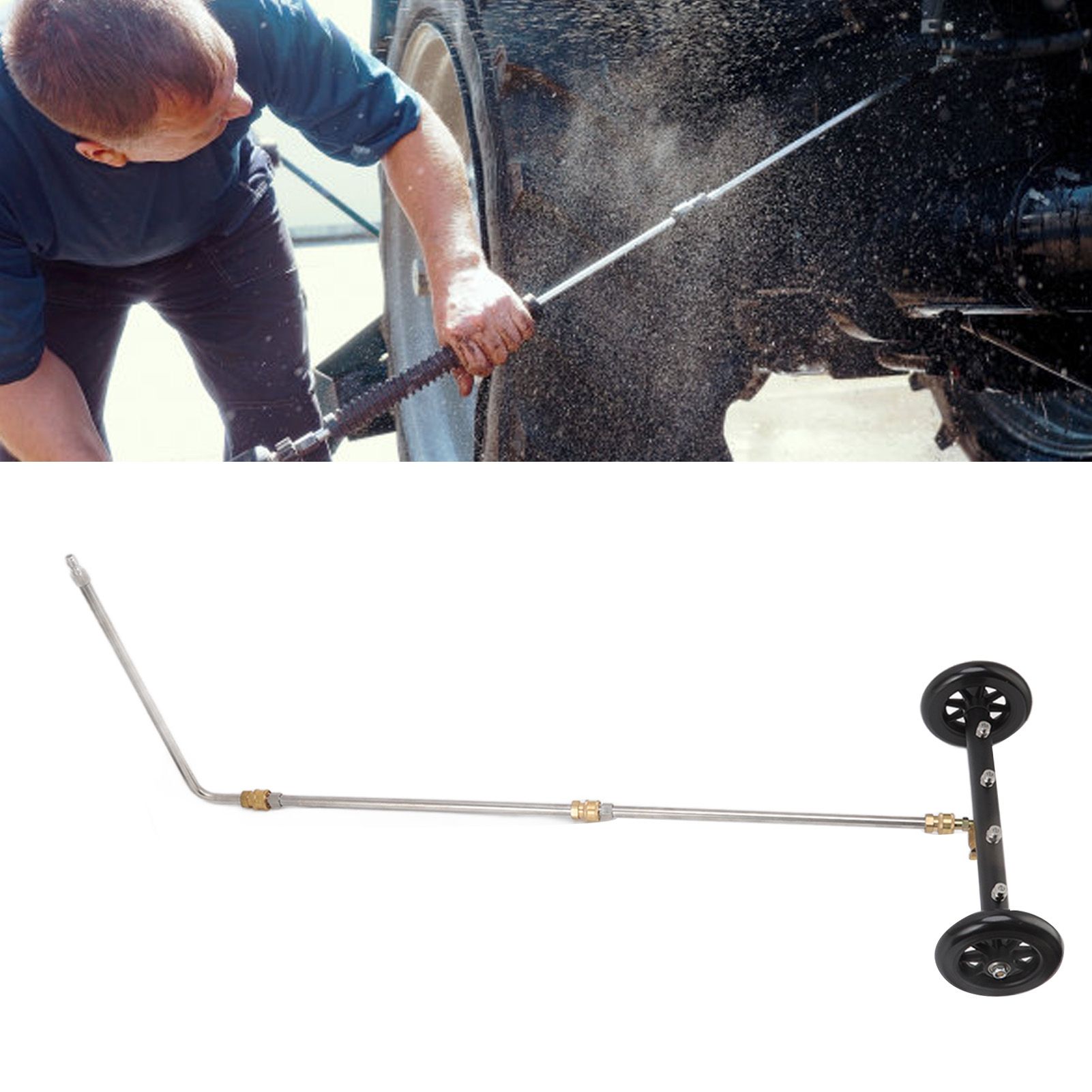 16in Under Car Washer Black with 1/4in Interface Undercarriage Cleaner Surface view 12