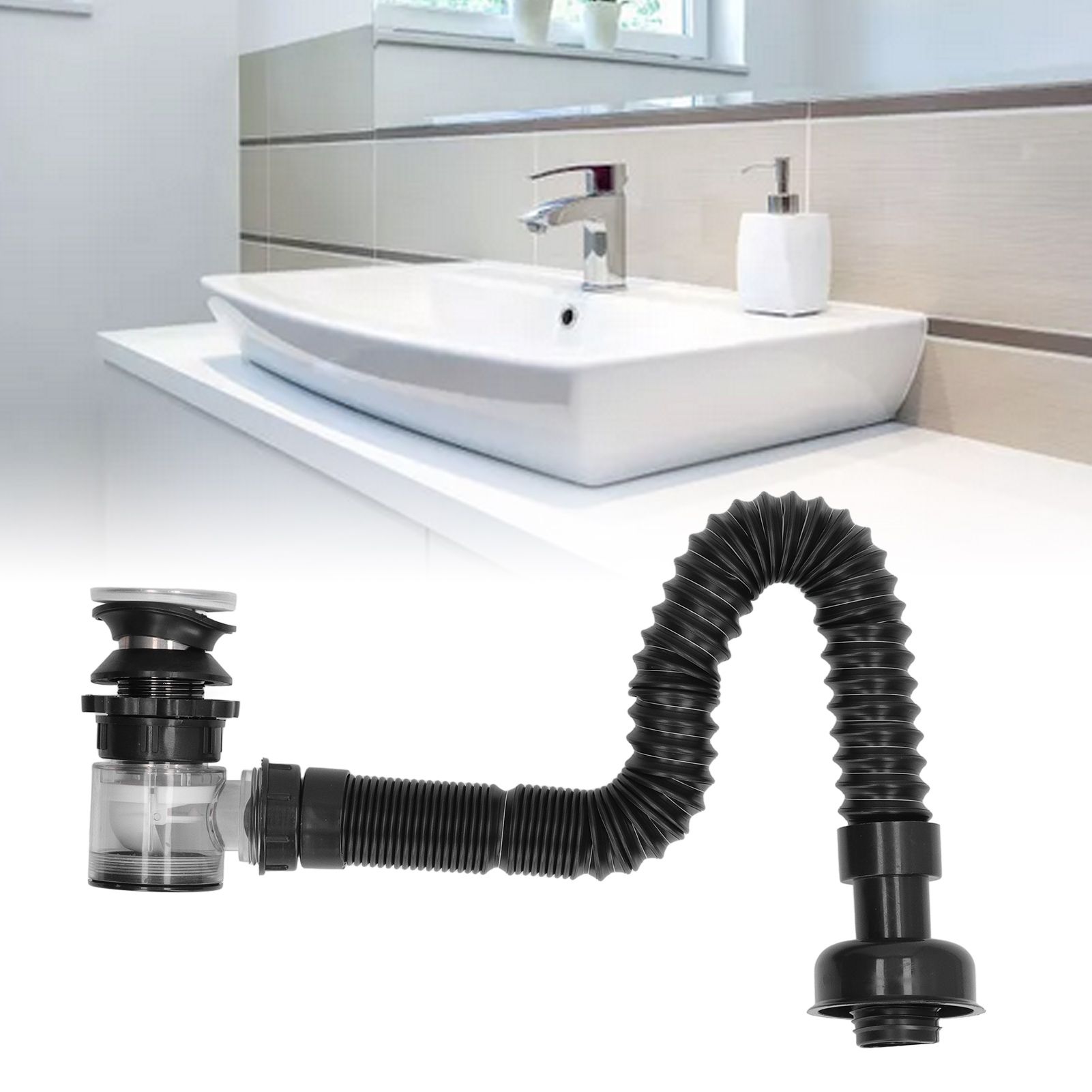 Integrated Wash Basin Sink Drain Pipe Stainless Steel Expandable Flexible Sink view 11