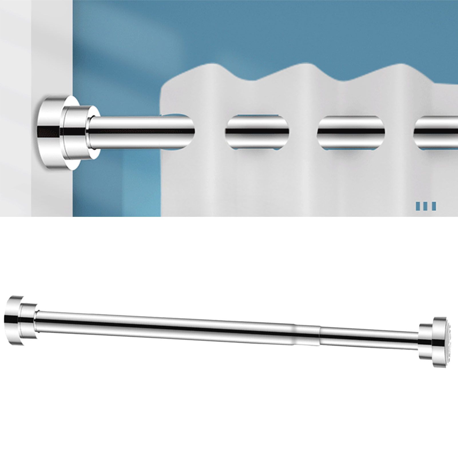 Adjustable Closet Rod Stainless Steel Punch Free Retractable Clothes Drying view 5