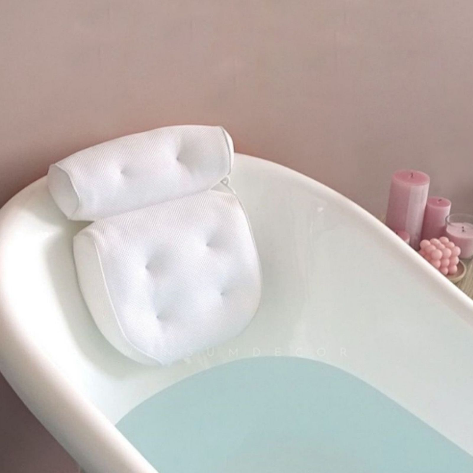 Bath Pillow 3D Mesh Fabric Soft Bathtub Pillow with Suction Cups Spa Bathtub view 13