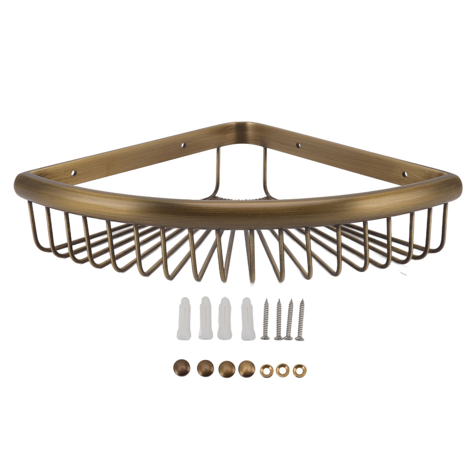 Vintage Corner Shower Caddy Brass Triangular Storage Rack Shelf Bathroom