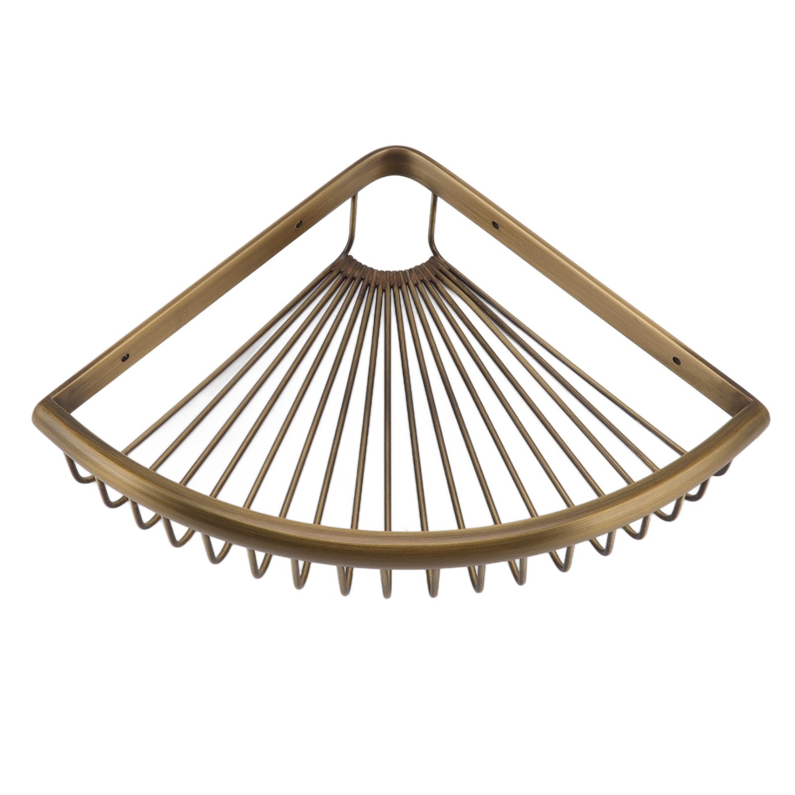 Vintage Corner Shower Caddy Brass Triangular Storage Rack Shelf Bathroom view 2