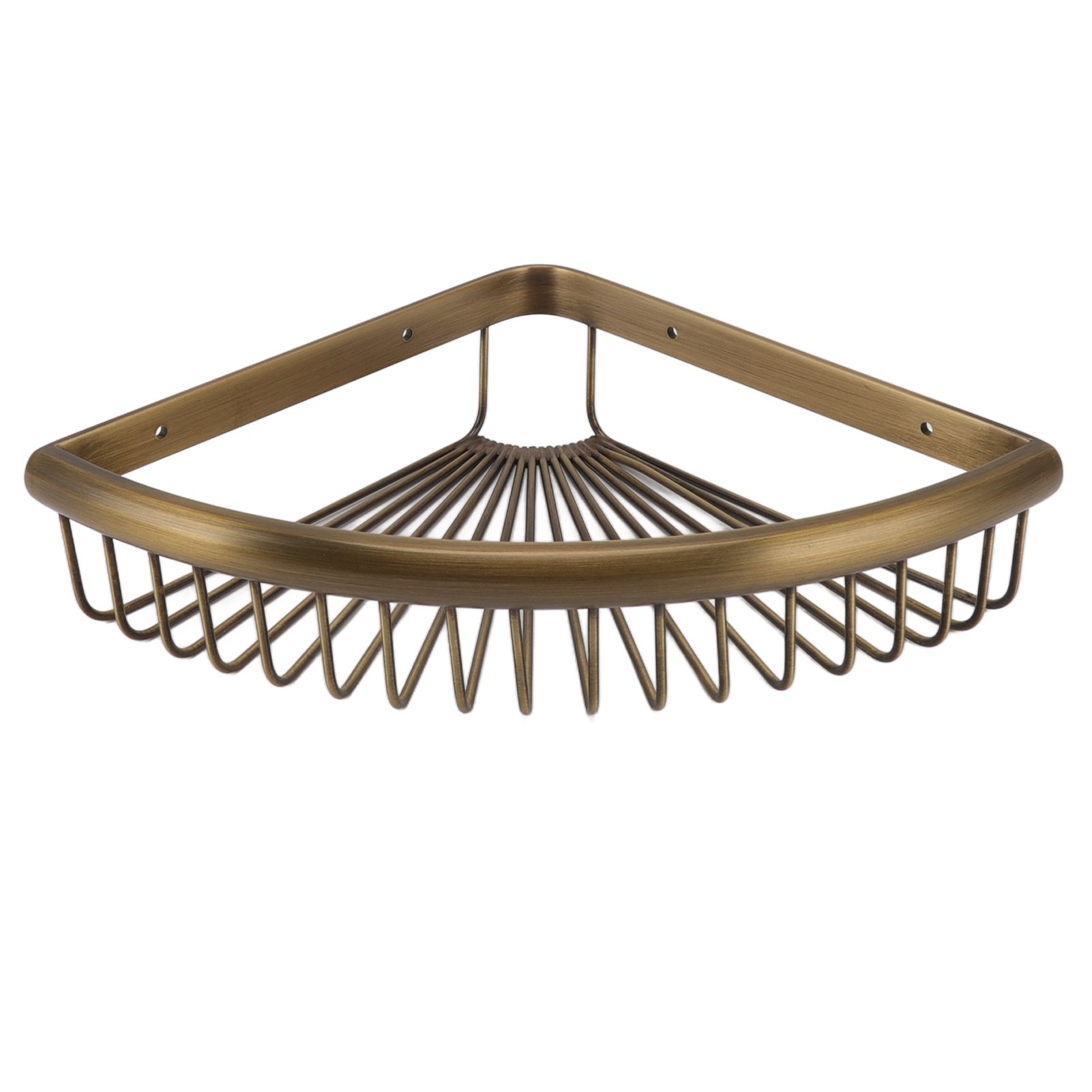 Vintage Corner Shower Caddy Brass Triangular Storage Rack Shelf Bathroom view 3
