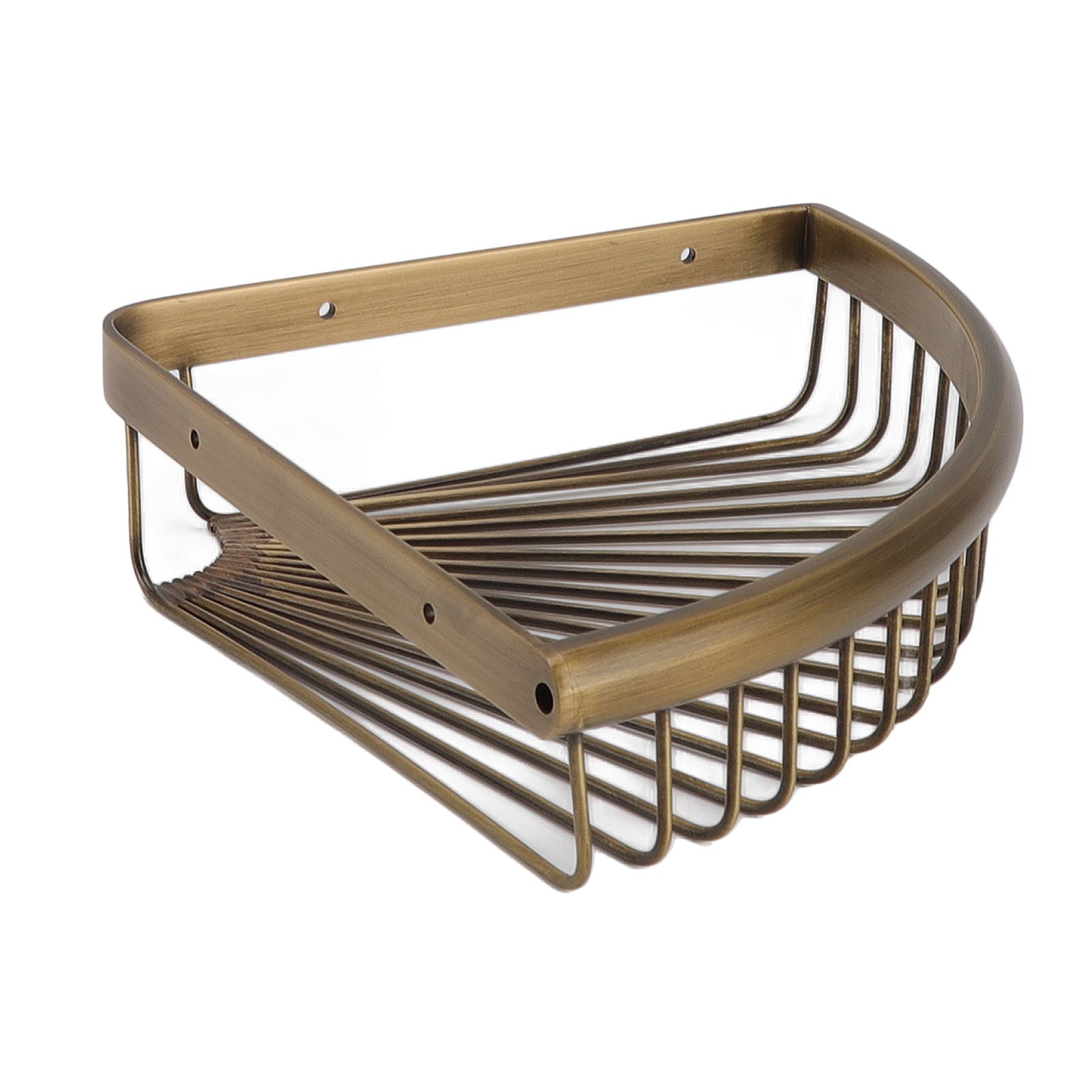 Vintage Corner Shower Caddy Brass Triangular Storage Rack Shelf Bathroom view 5