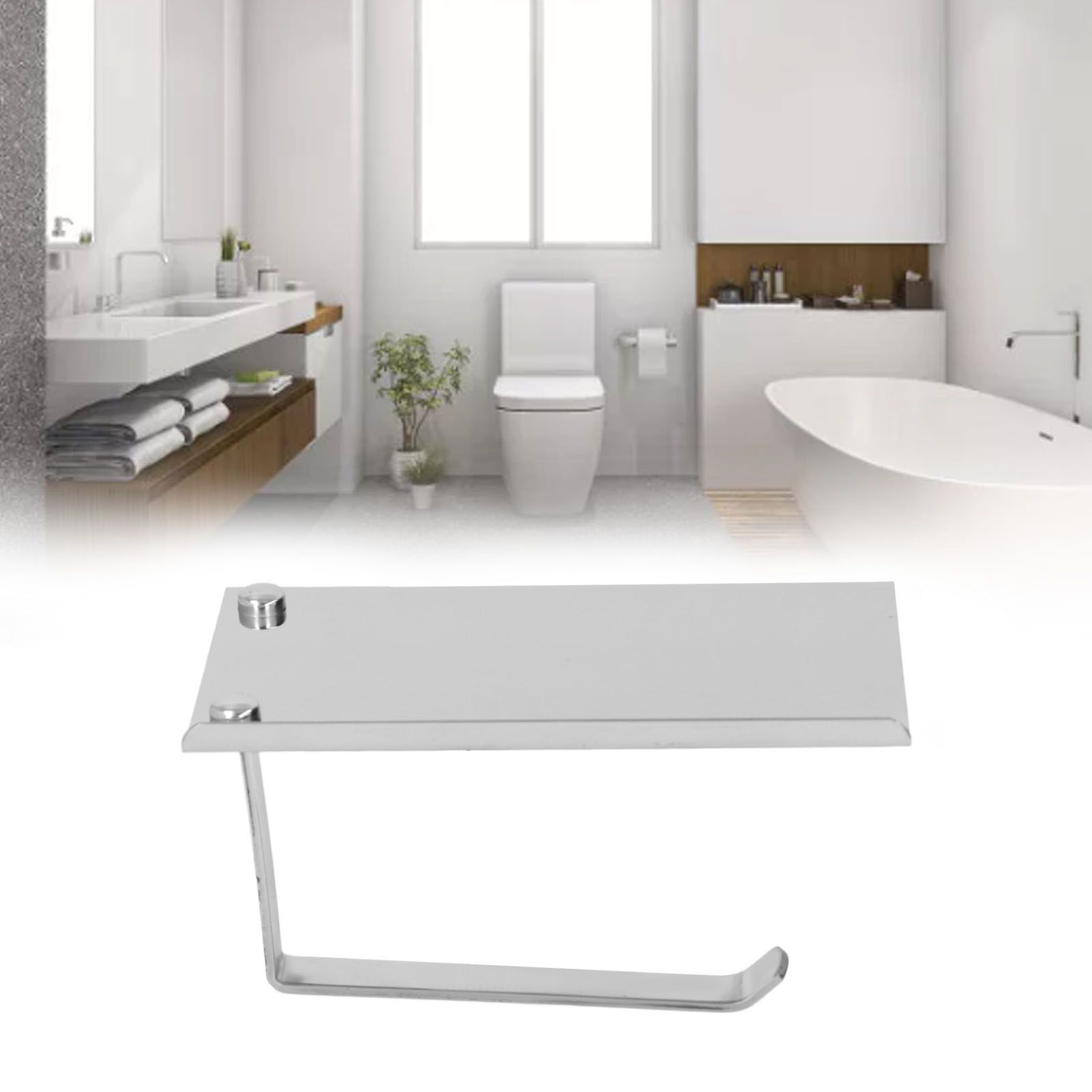 Paper Towel Holder Stainless Steel Punch Free Dual Use Toilet Paper Dispenser view 11