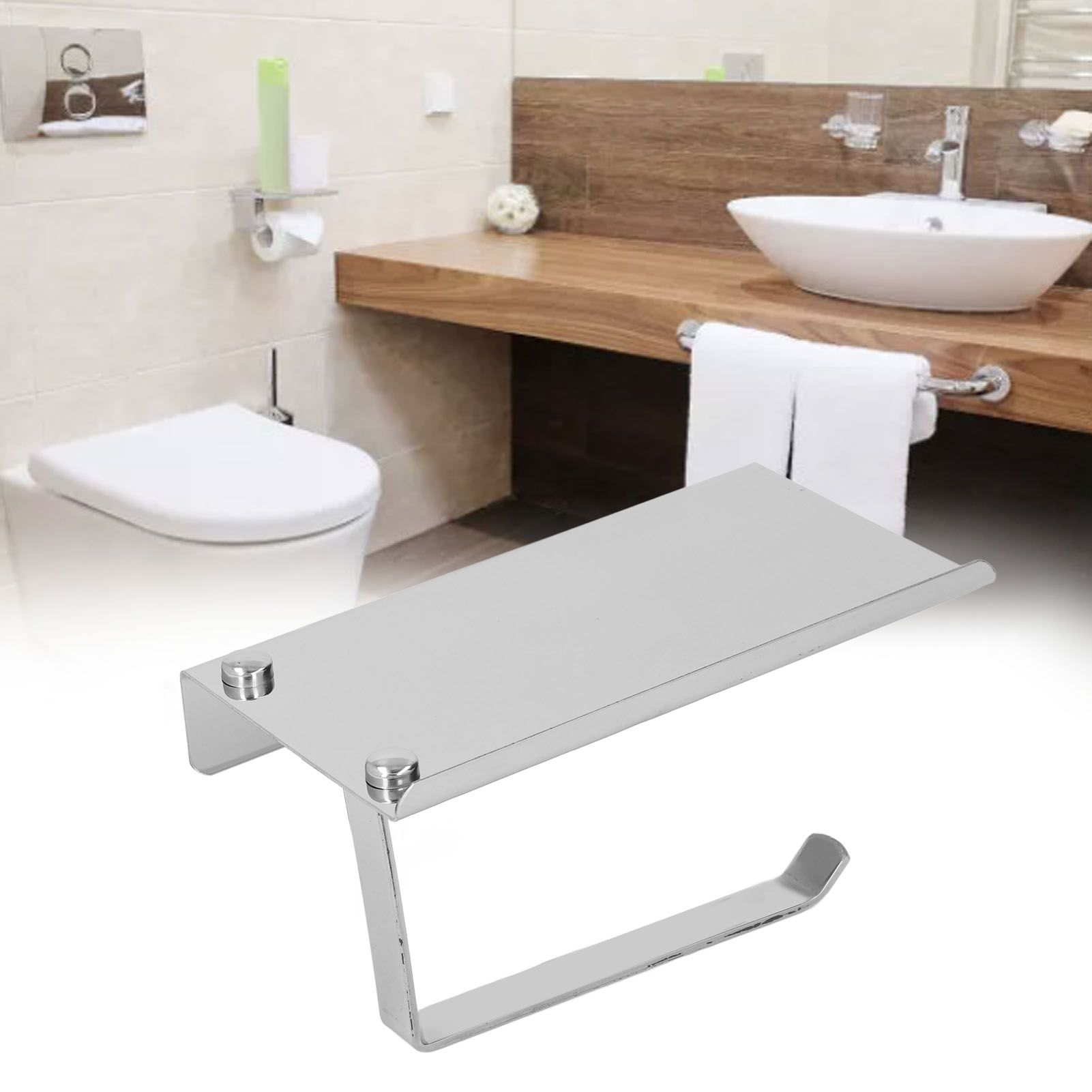 Paper Towel Holder Stainless Steel Punch Free Dual Use Toilet Paper Dispenser view 12
