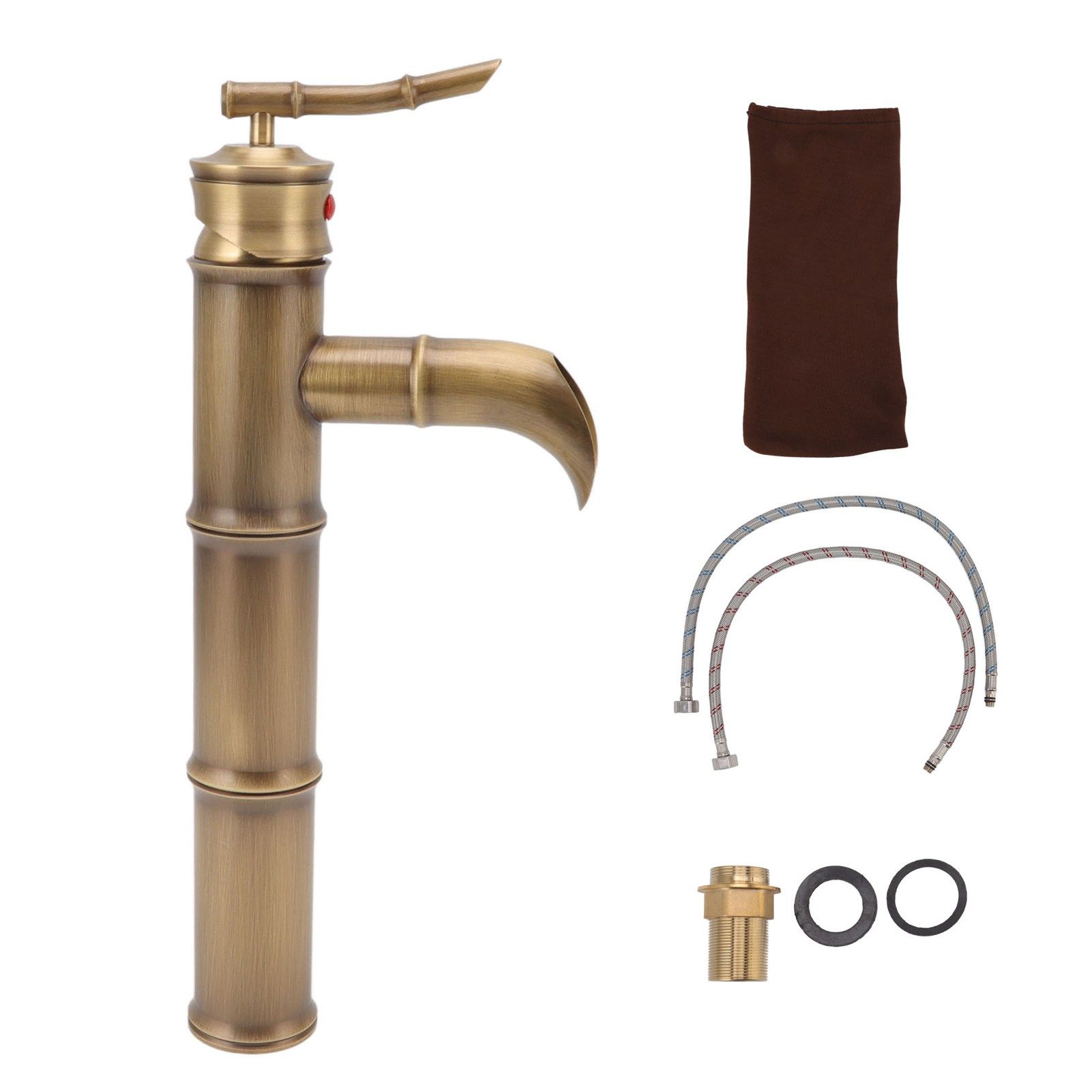 All Copper Antique Faucet 3 Sections Bamboo Joint Single Hole Basin Tap Bevel