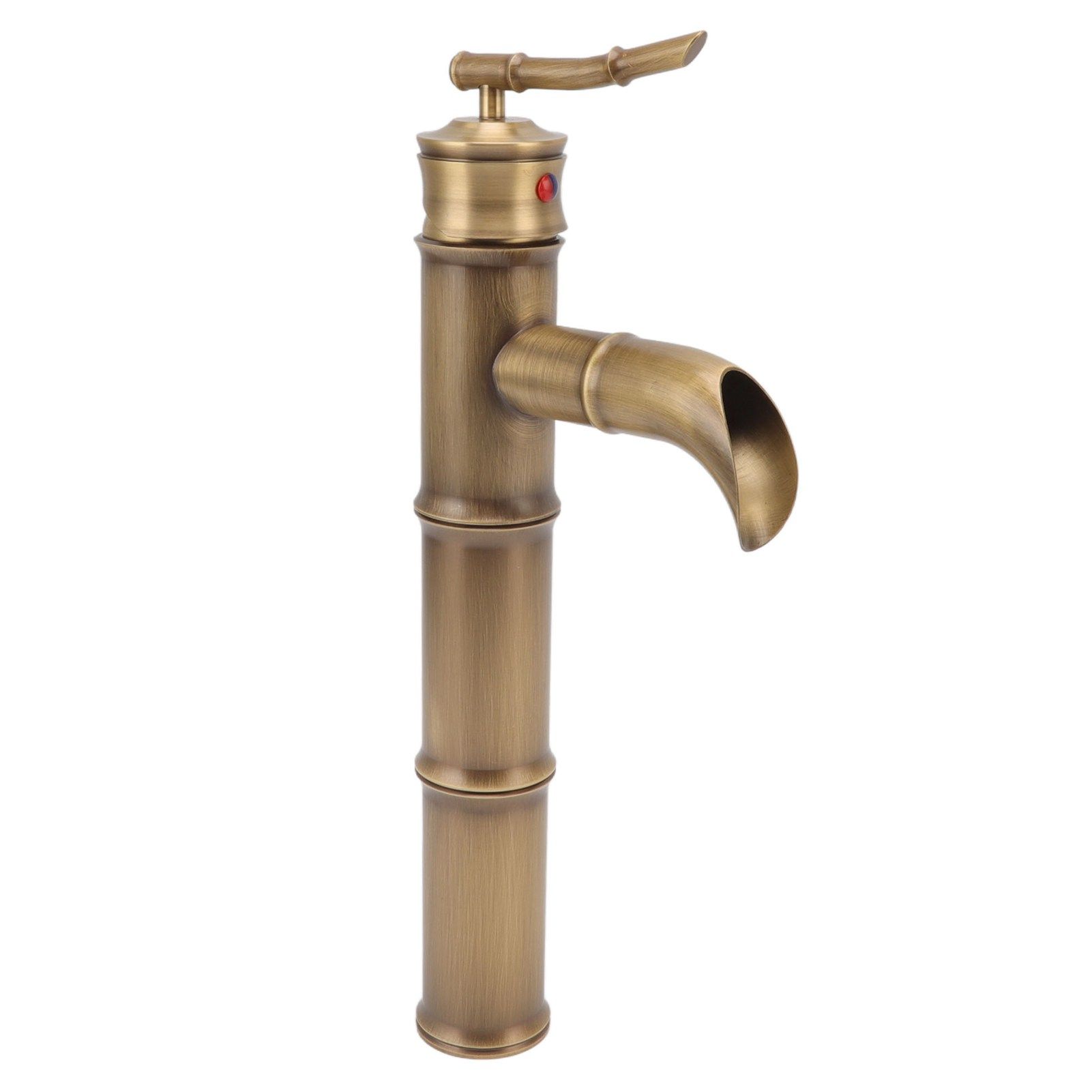 All Copper Antique Faucet 3 Sections Bamboo Joint Single Hole Basin Tap Bevel view 2