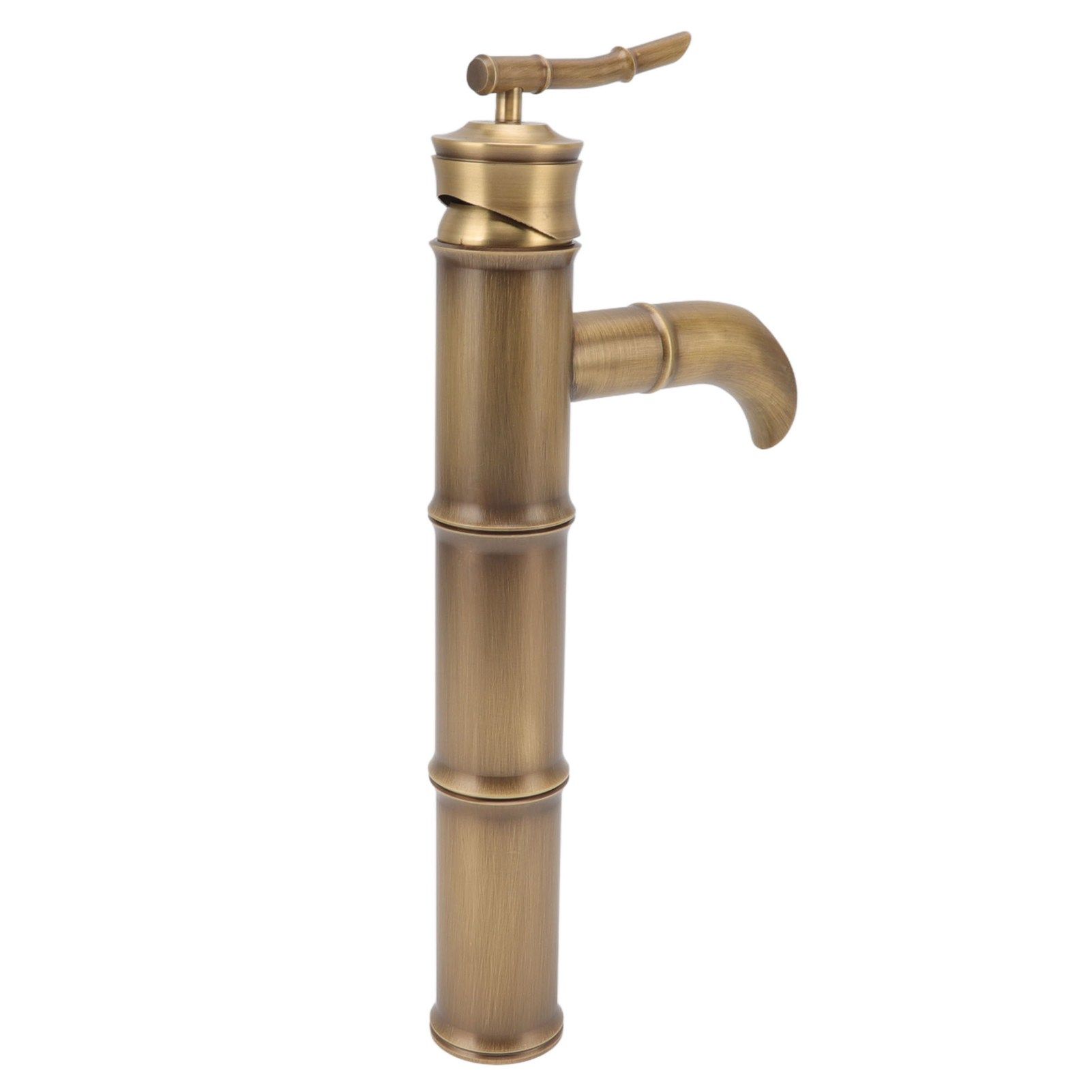 All Copper Antique Faucet 3 Sections Bamboo Joint Single Hole Basin Tap Bevel view 4