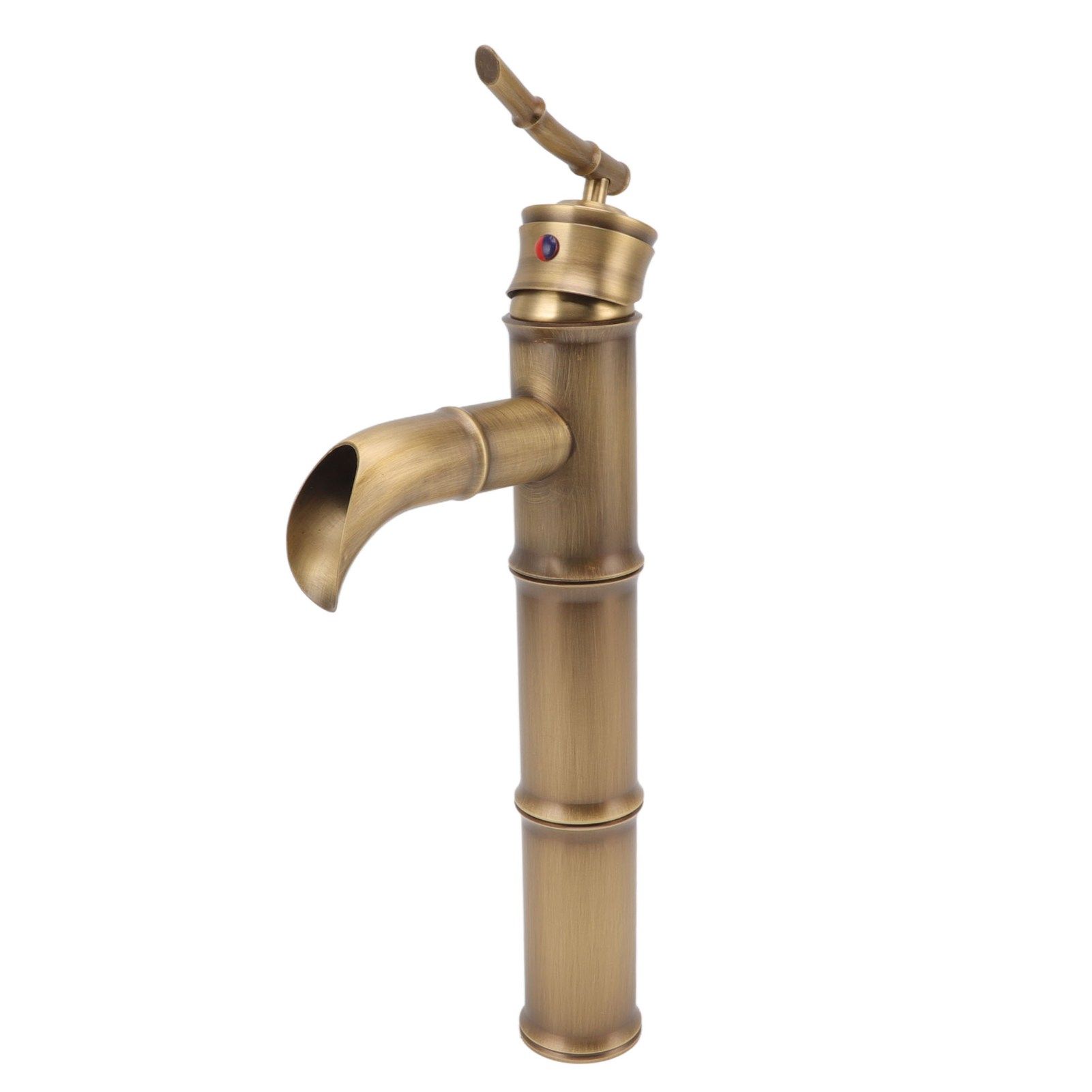 All Copper Antique Faucet 3 Sections Bamboo Joint Single Hole Basin Tap Bevel view 5