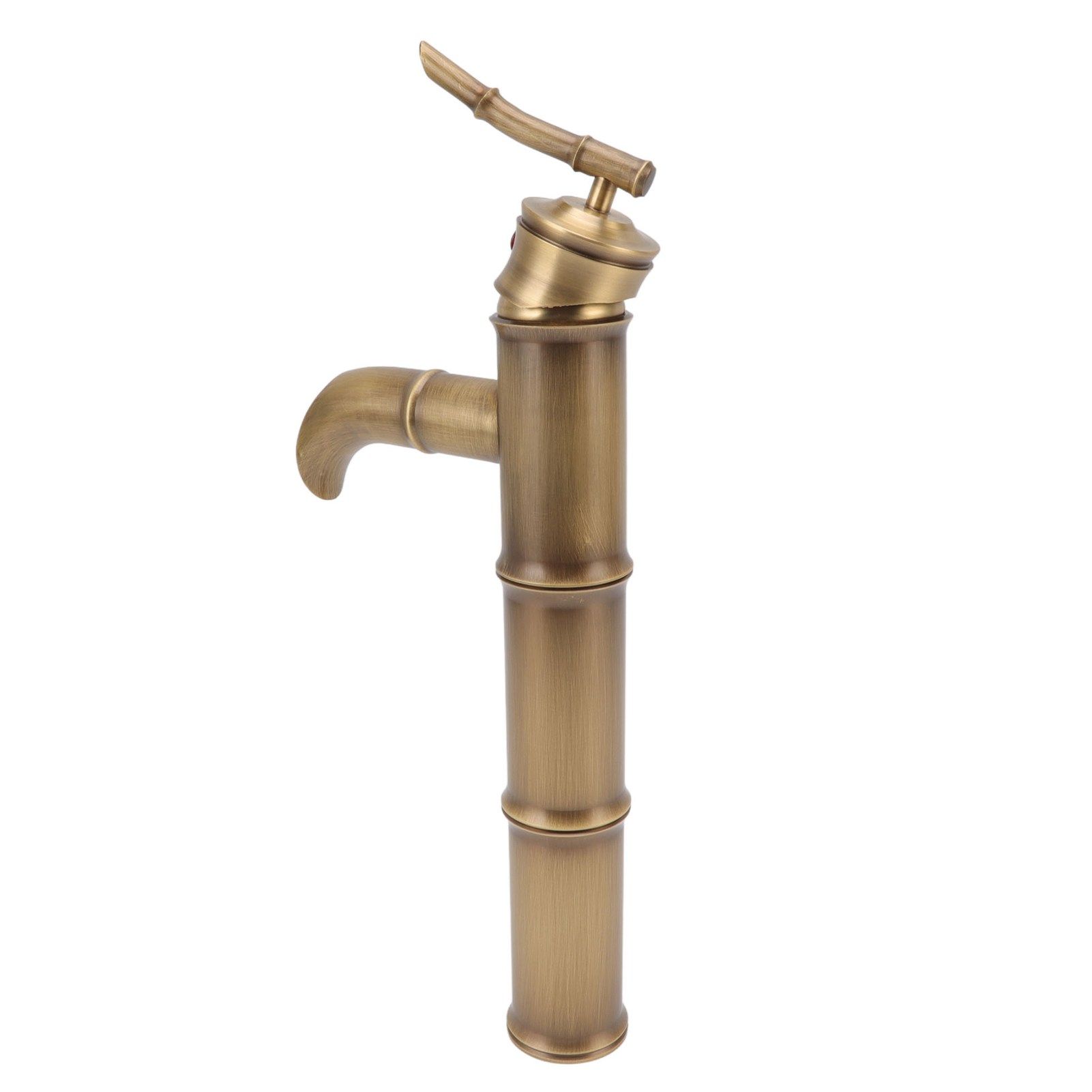 All Copper Antique Faucet 3 Sections Bamboo Joint Single Hole Basin Tap Bevel view 6
