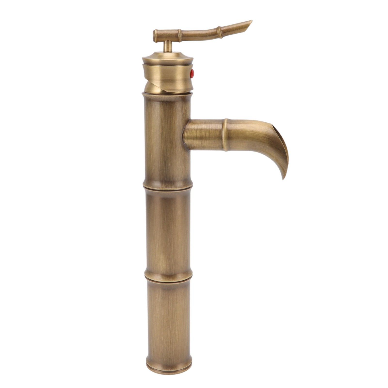 All Copper Antique Faucet 3 Sections Bamboo Joint Single Hole Basin Tap Bevel view 7