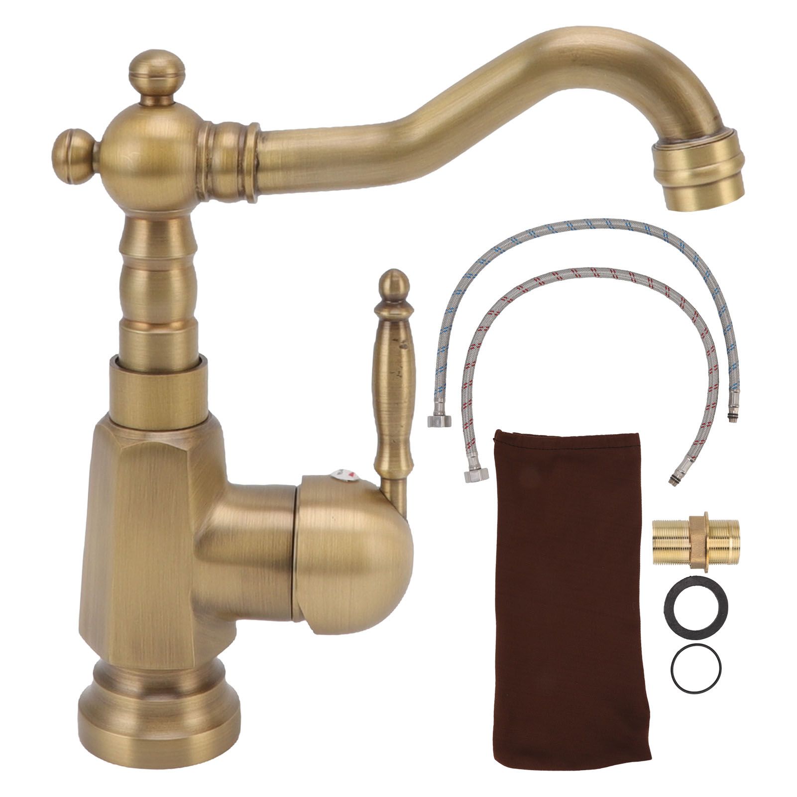 Bathroom Sink Faucet Antique Brass Vanity Mixer Faucet Tap Heightening Single