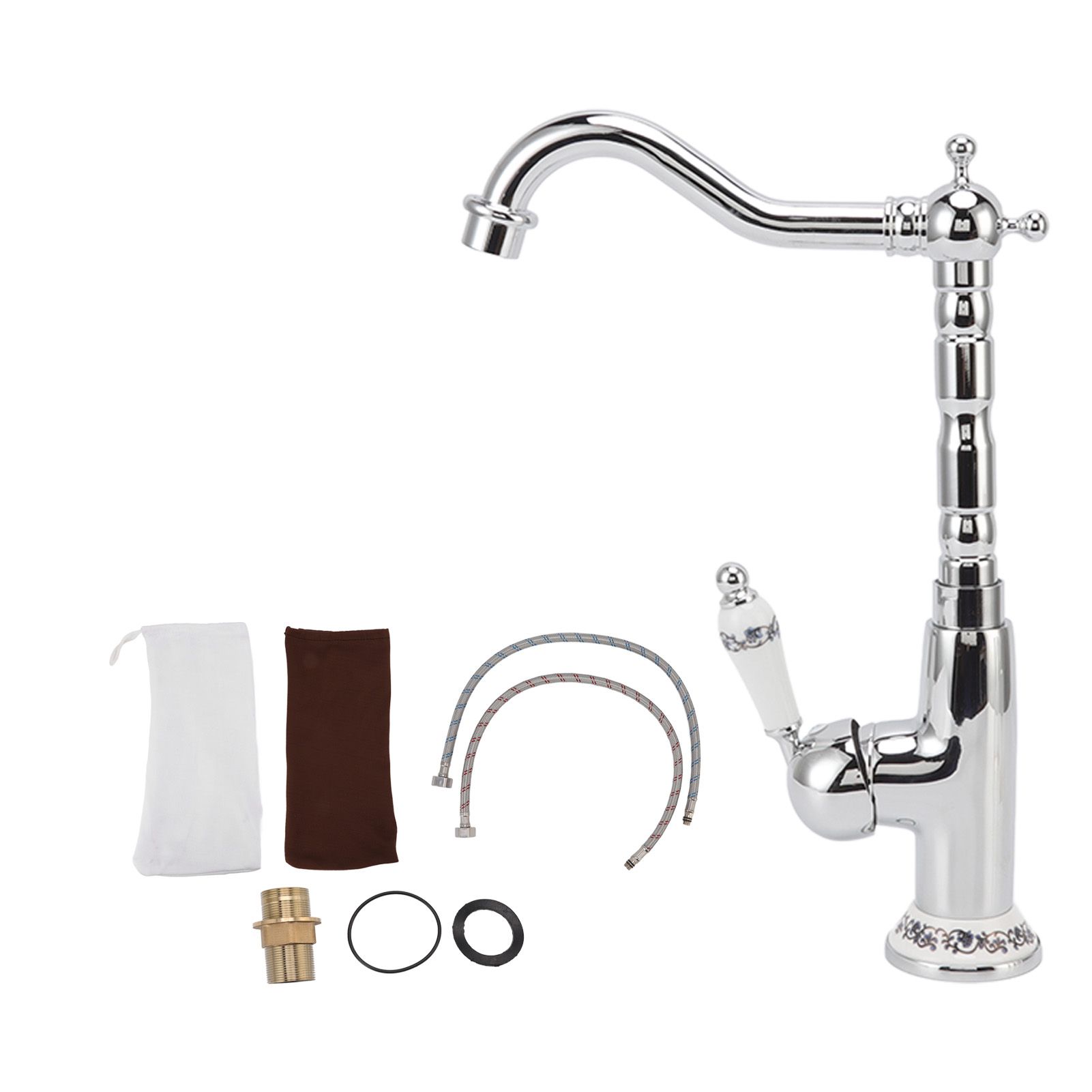 Bathroom Water Tap Retro European Style Brass Electroplating with Long Bend