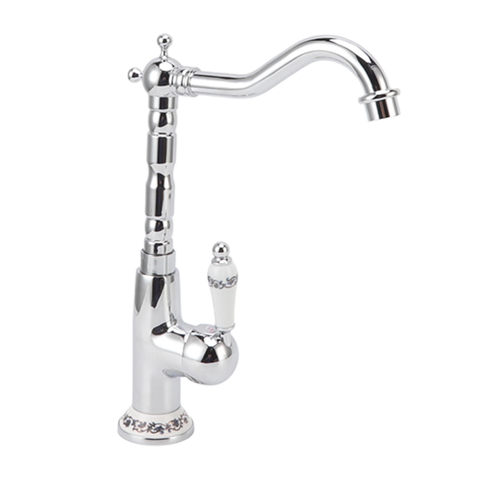 Bathroom Water Tap Retro European Style Brass Electroplating with Long Bend view 2