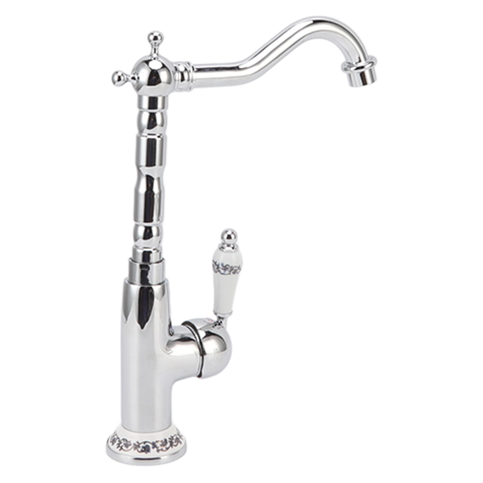 Bathroom Water Tap Retro European Style Brass Electroplating with Long Bend view 3