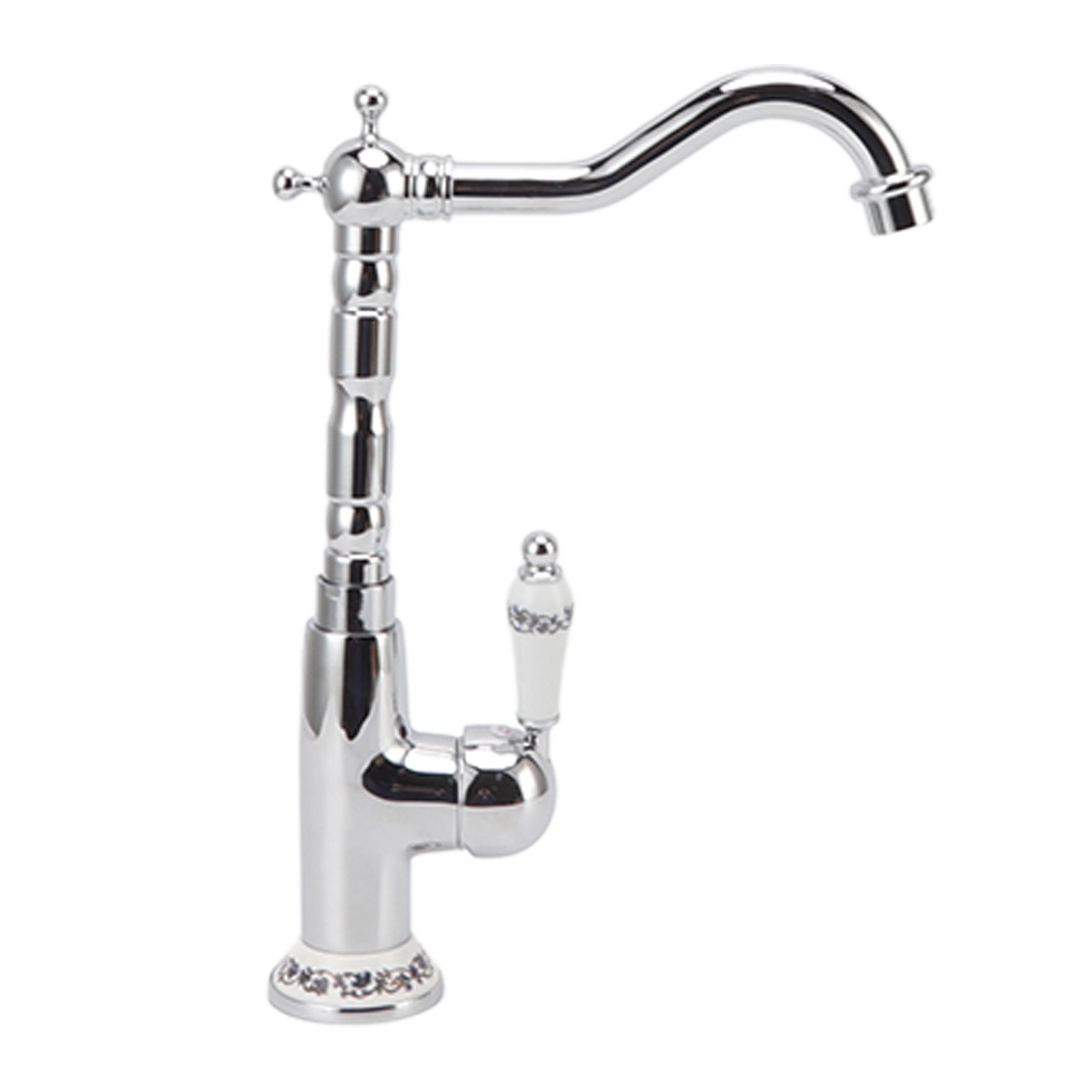 Bathroom Water Tap Retro European Style Brass Electroplating with Long Bend view 4