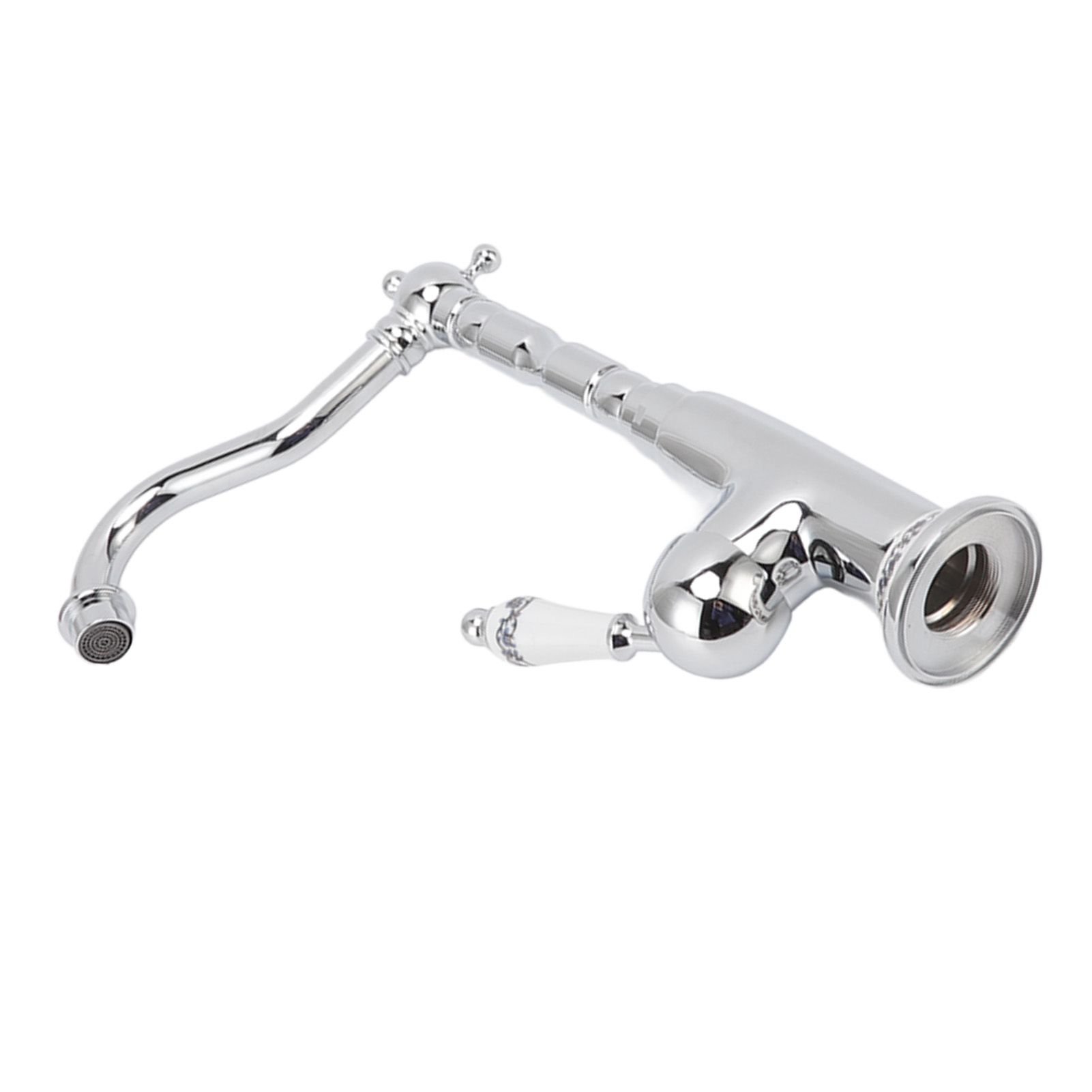 Bathroom Water Tap Retro European Style Brass Electroplating with Long Bend view 5