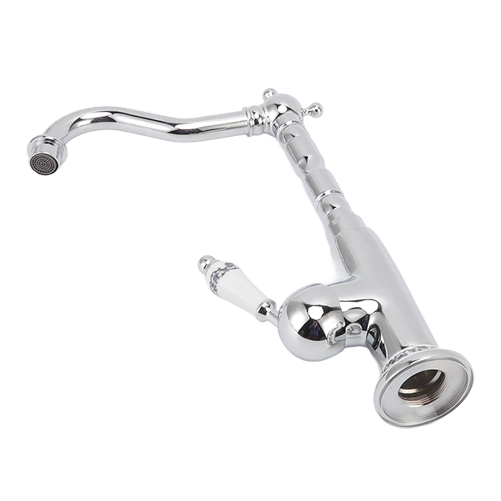 Bathroom Water Tap Retro European Style Brass Electroplating with Long Bend view 6