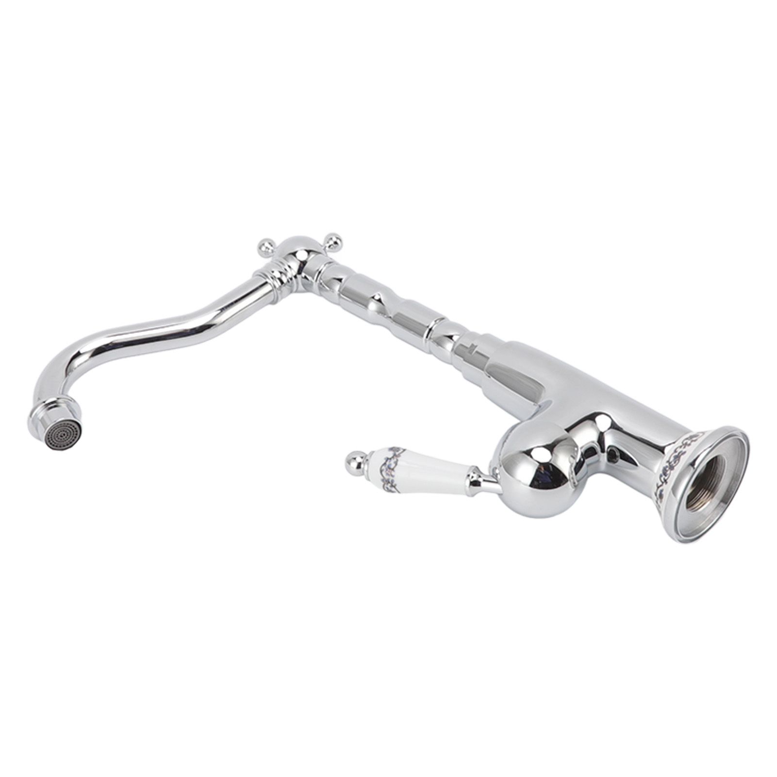 Bathroom Water Tap Retro European Style Brass Electroplating with Long Bend view 7