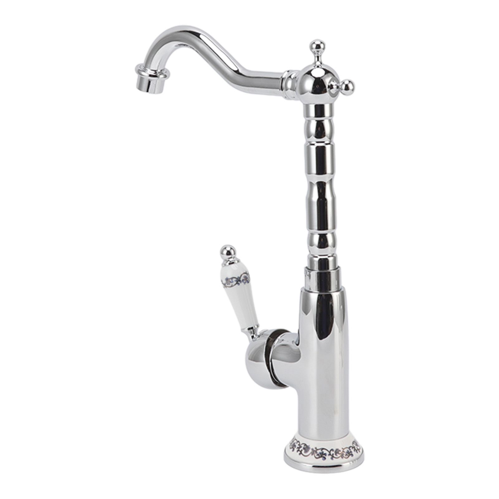 Bathroom Water Tap Retro European Style Brass Electroplating with Long Bend view 8