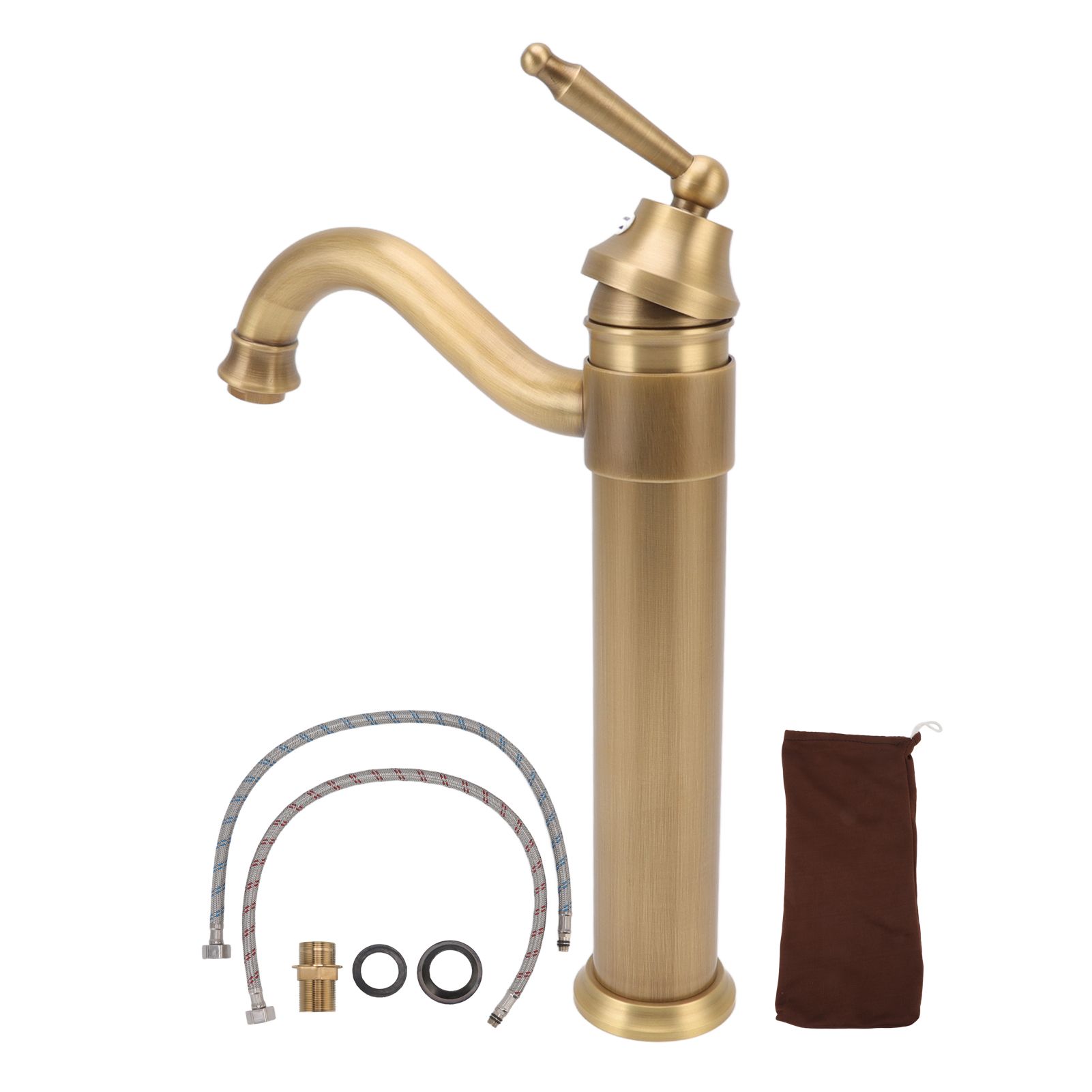 High Sink Faucet Copper Retro Industrial Single Handle Cold Hot Water Mixer