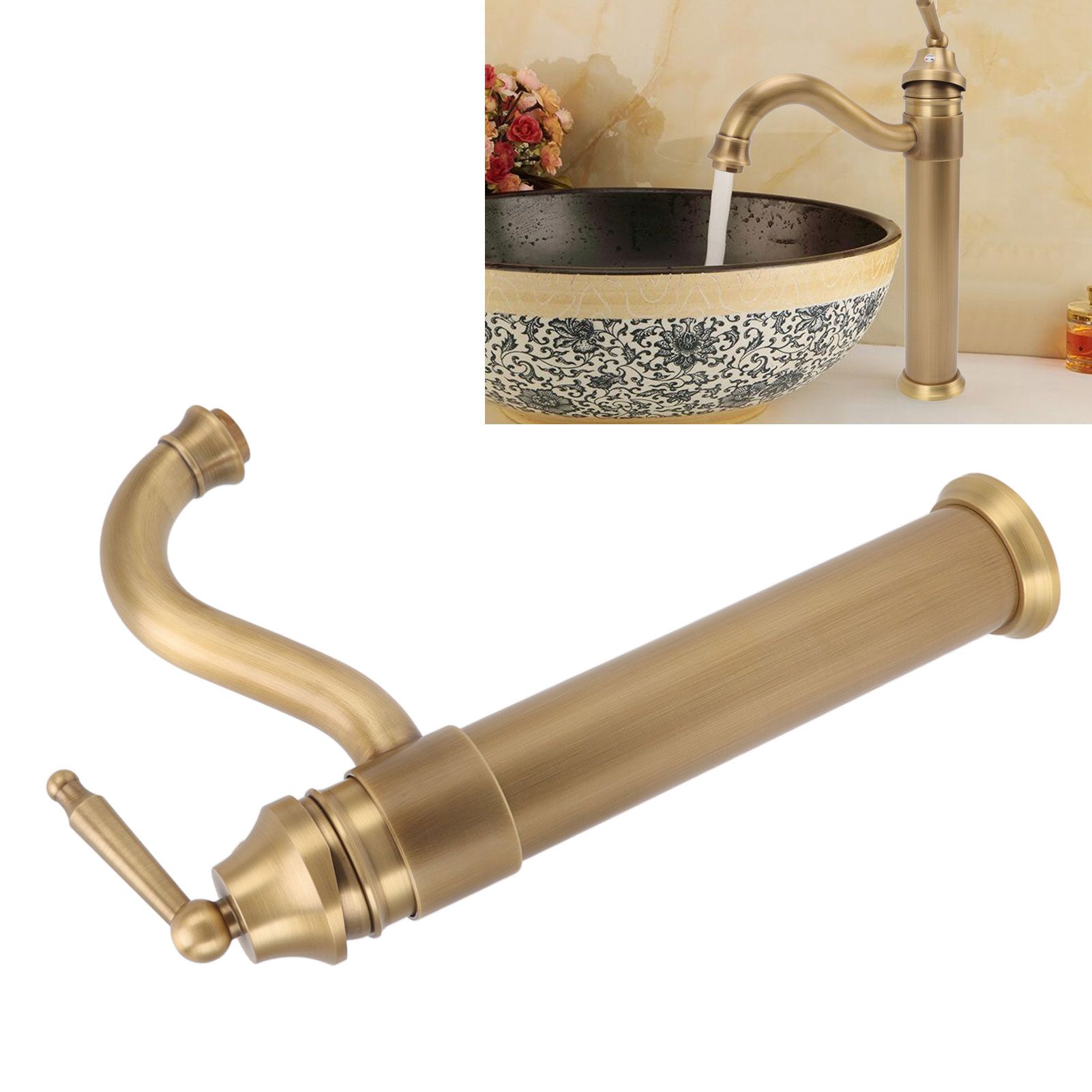 High Sink Faucet Copper Retro Industrial Single Handle Cold Hot Water Mixer view 11