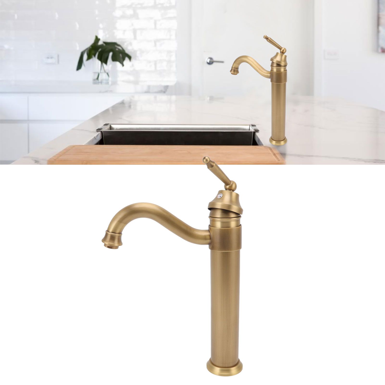 High Sink Faucet Copper Retro Industrial Single Handle Cold Hot Water Mixer view 12