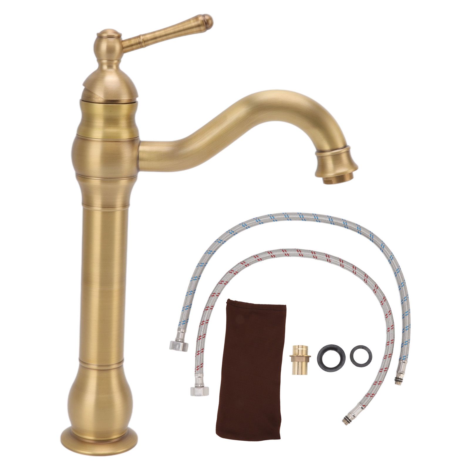 Basin Faucet Retro European Style Brass Gourd Design with Hose and Gasket