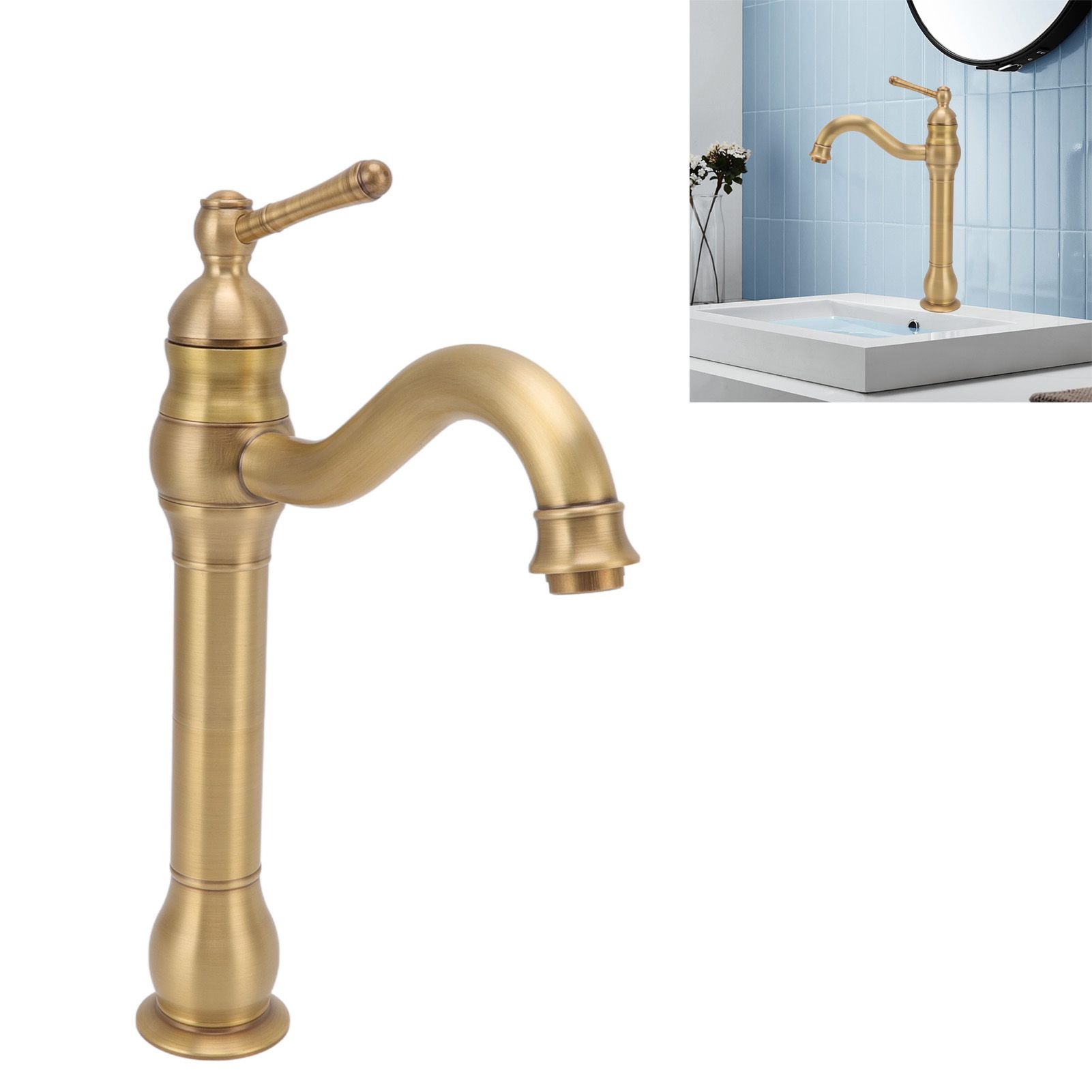 Basin Faucet Retro European Style Brass Gourd Design with Hose and Gasket view 11