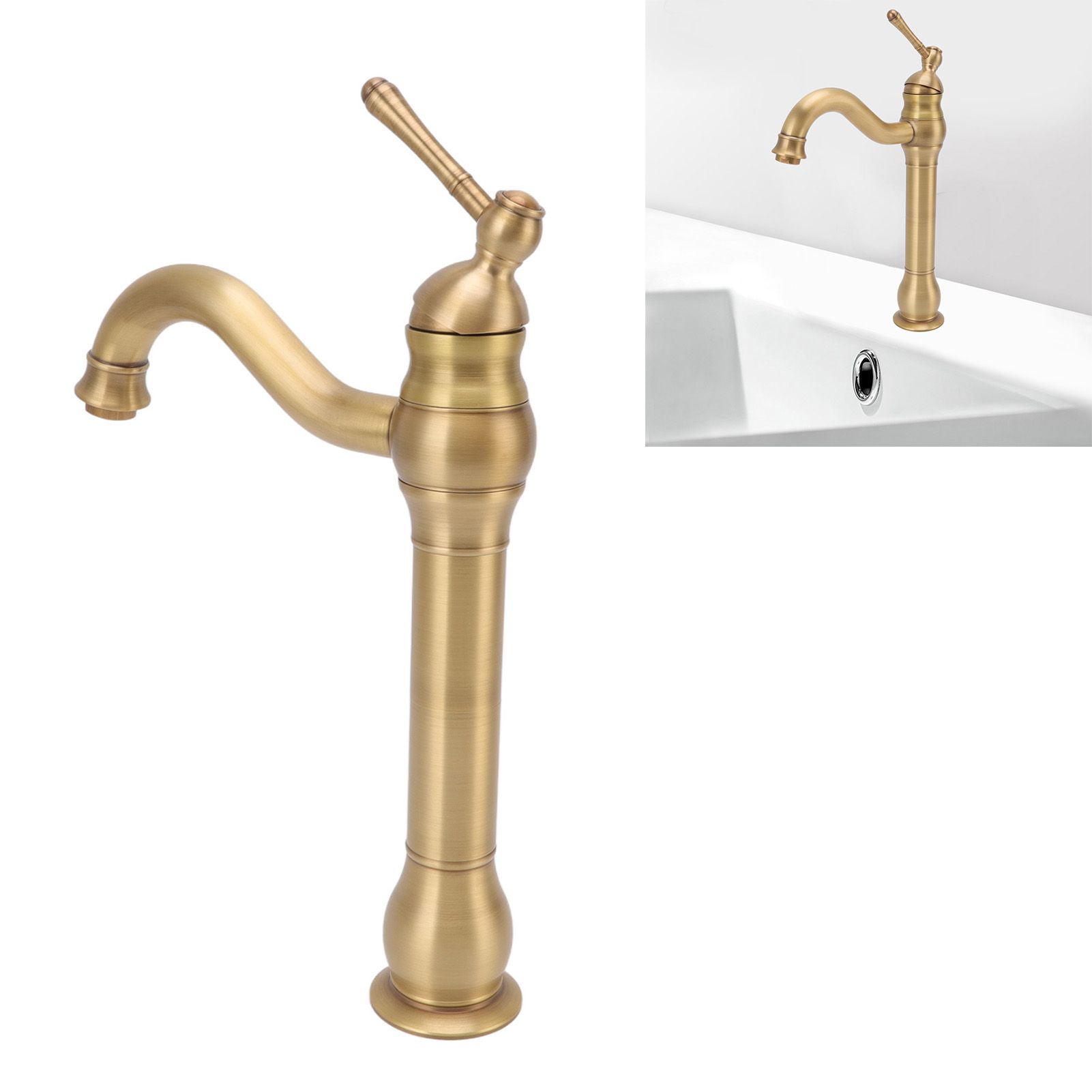 Basin Faucet Retro European Style Brass Gourd Design with Hose and Gasket view 12